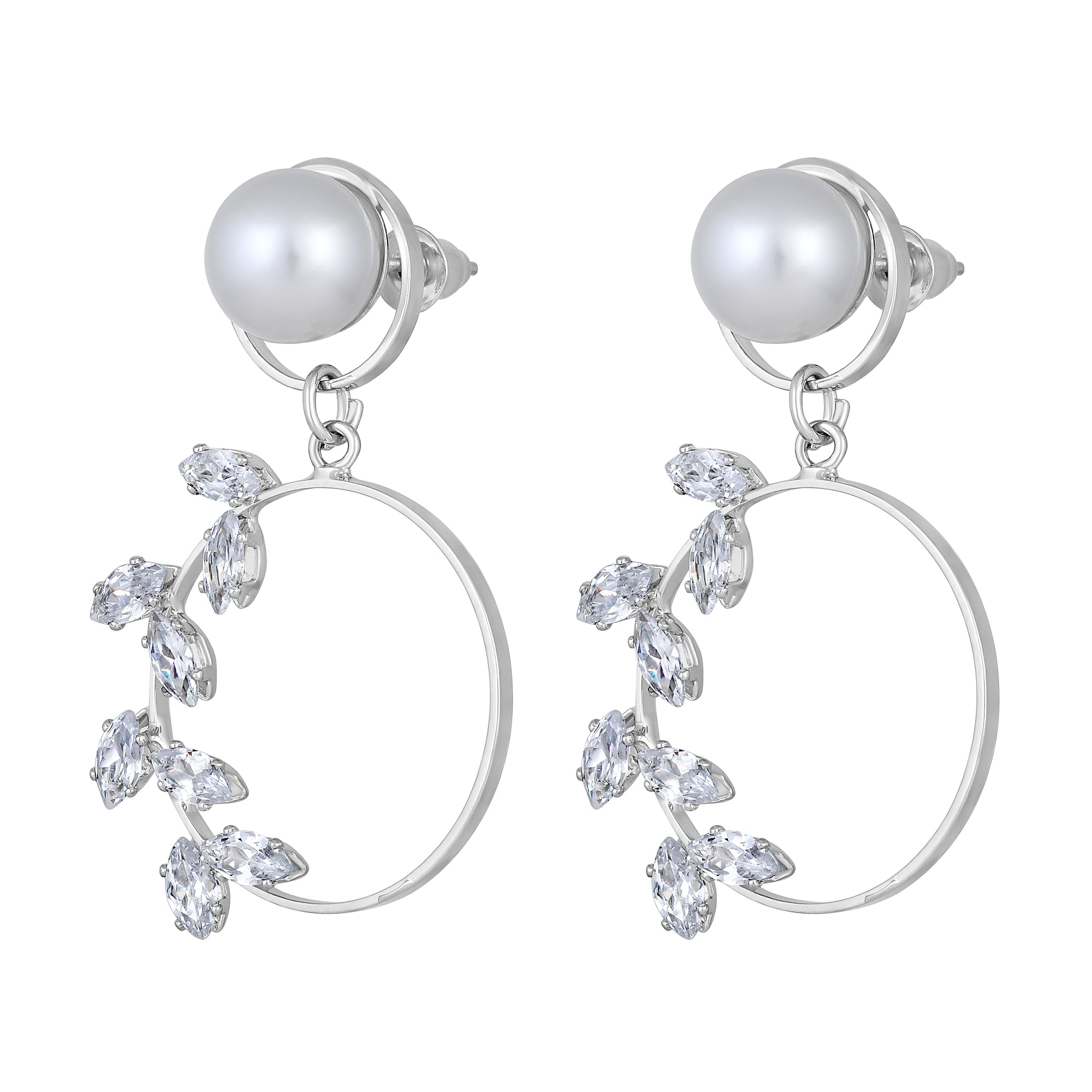 AD Stone & Artificial Pearl detachable Stud Dangler Earring