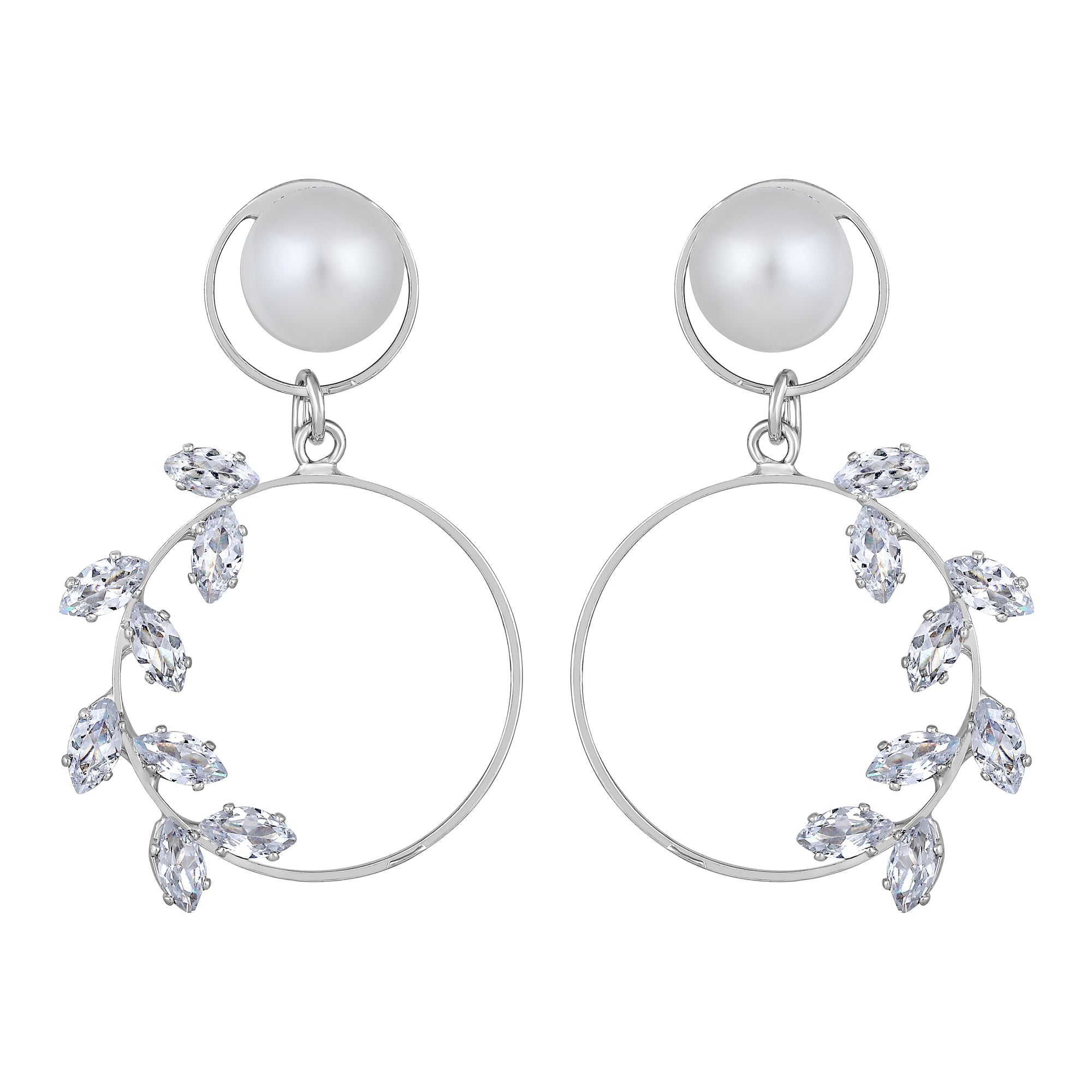 AD Stone & Artificial Pearl detachable Stud Dangler Earring