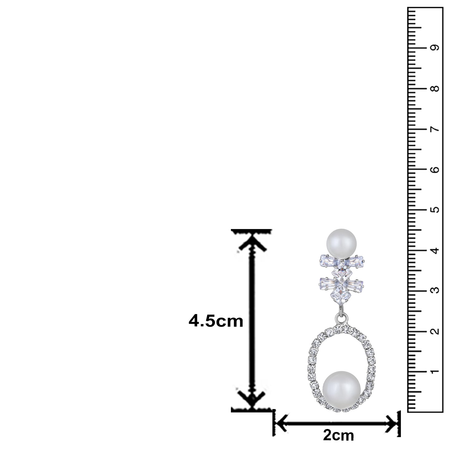 White AD Stone & Artificial Pearl Drop Earring