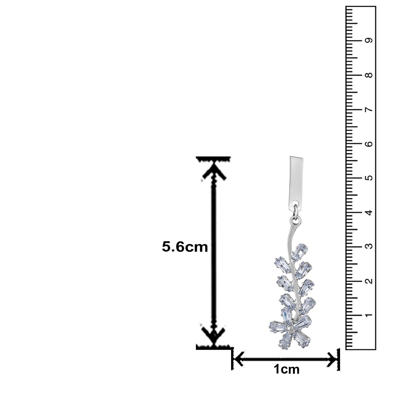 White American Diamond Floral Leaf Dangler Earrings