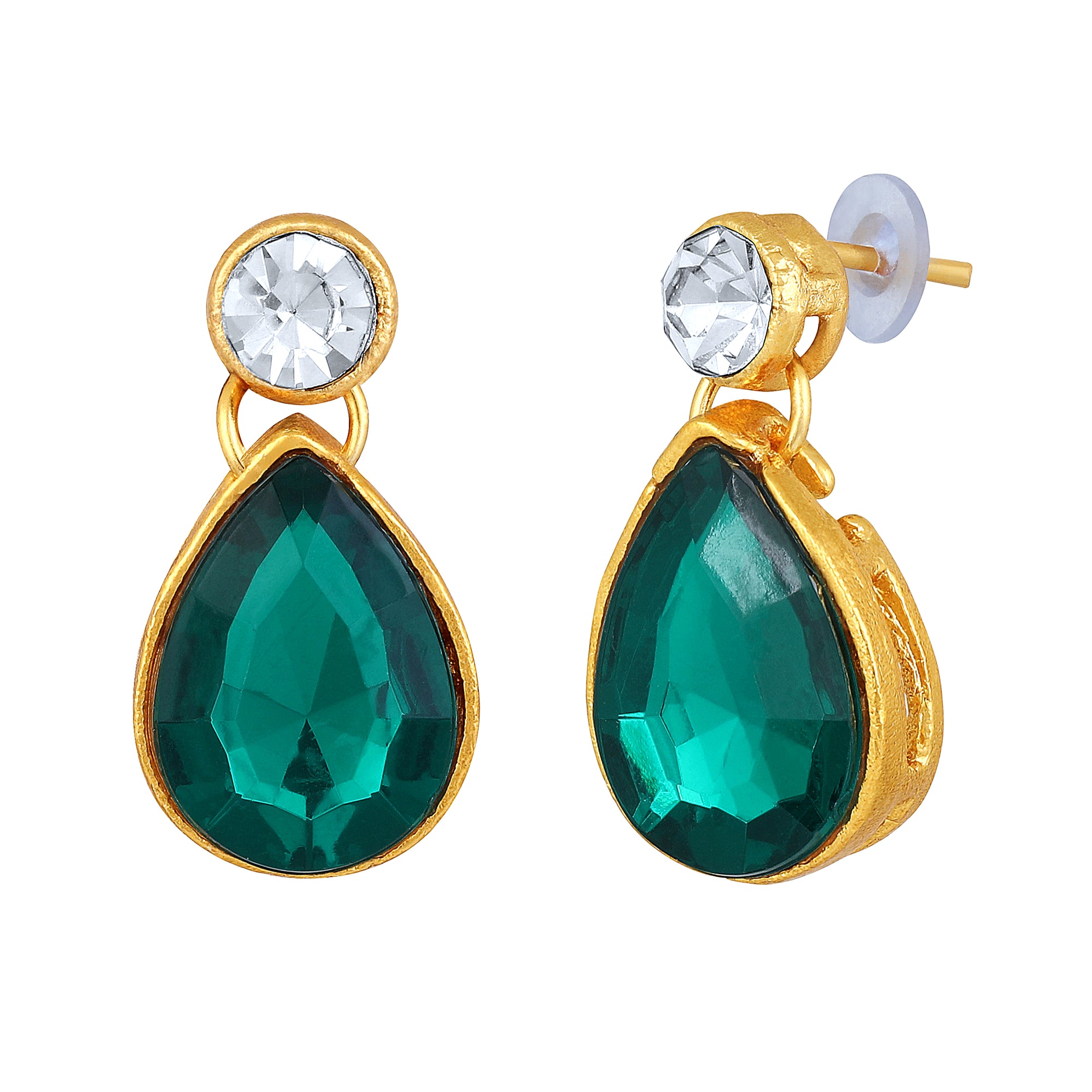 Green and White Ethnic Necklace with Pair of Earrings