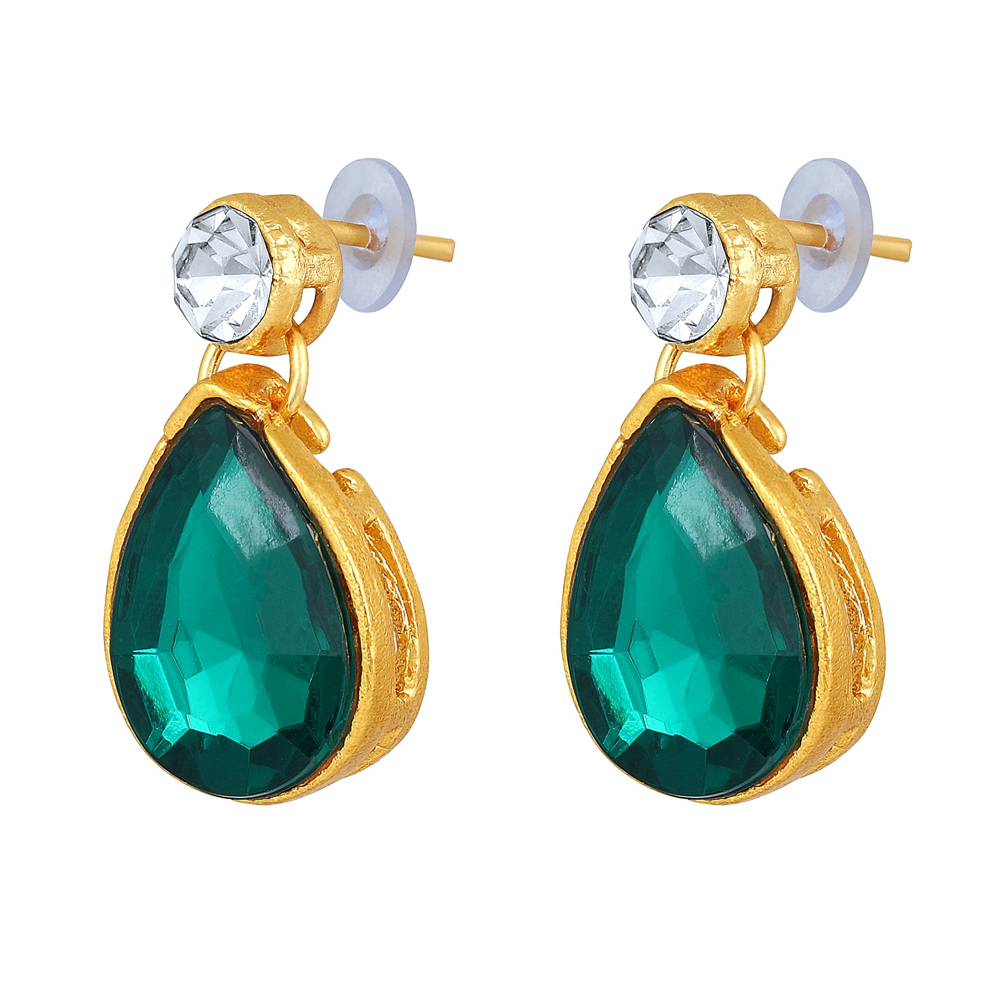 Green and White Ethnic Necklace with Pair of Earrings