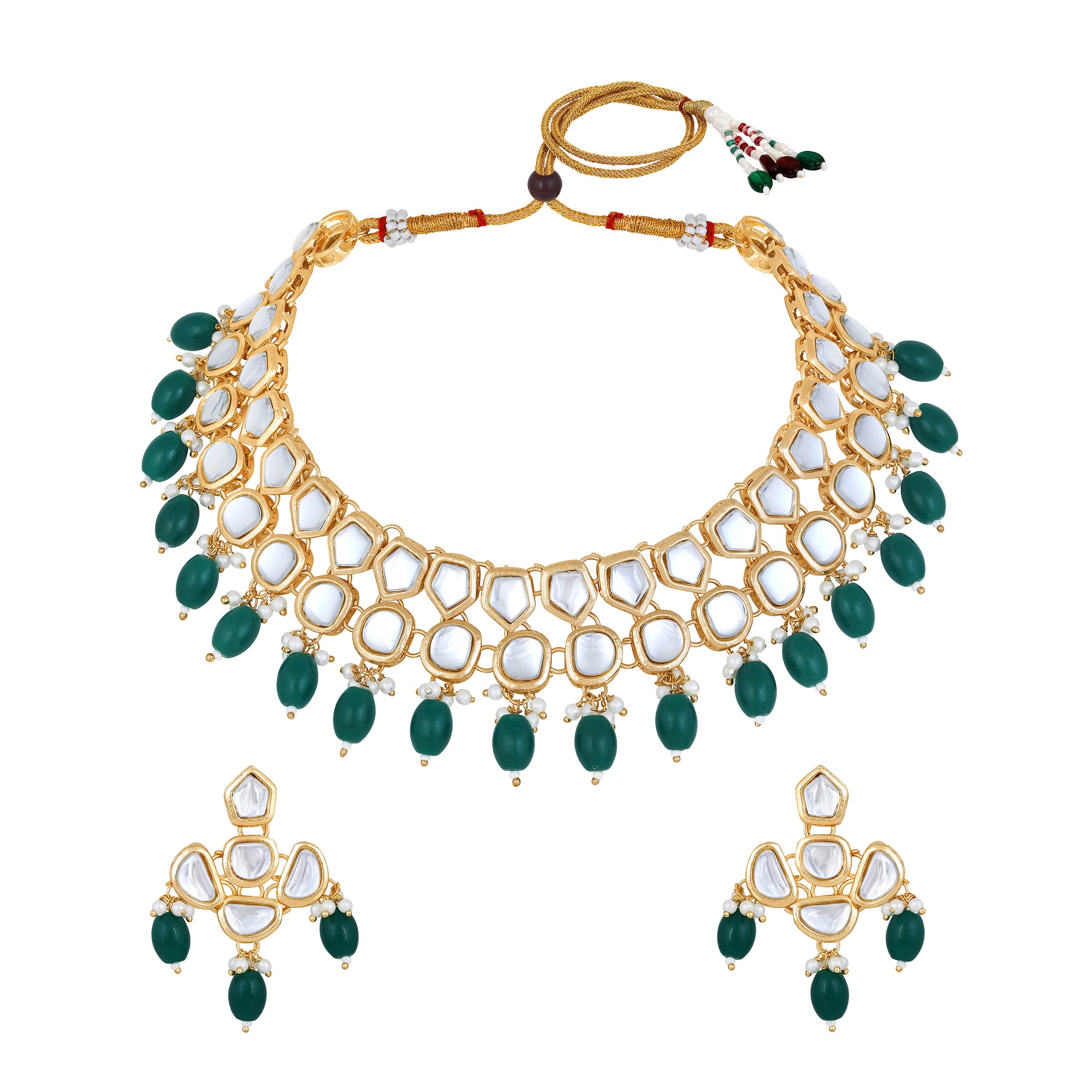 Colorful Ethnic Necklace with Pair of Earrings