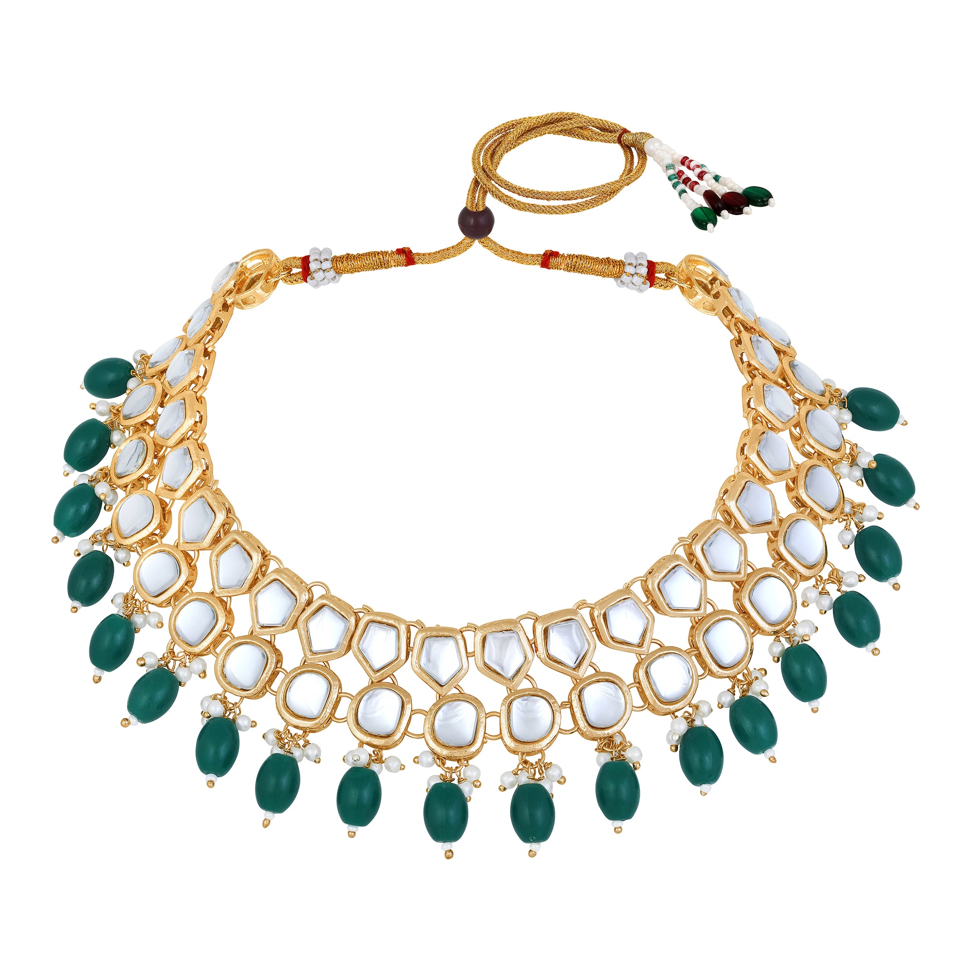 Colorful Ethnic Necklace with Pair of Earrings
