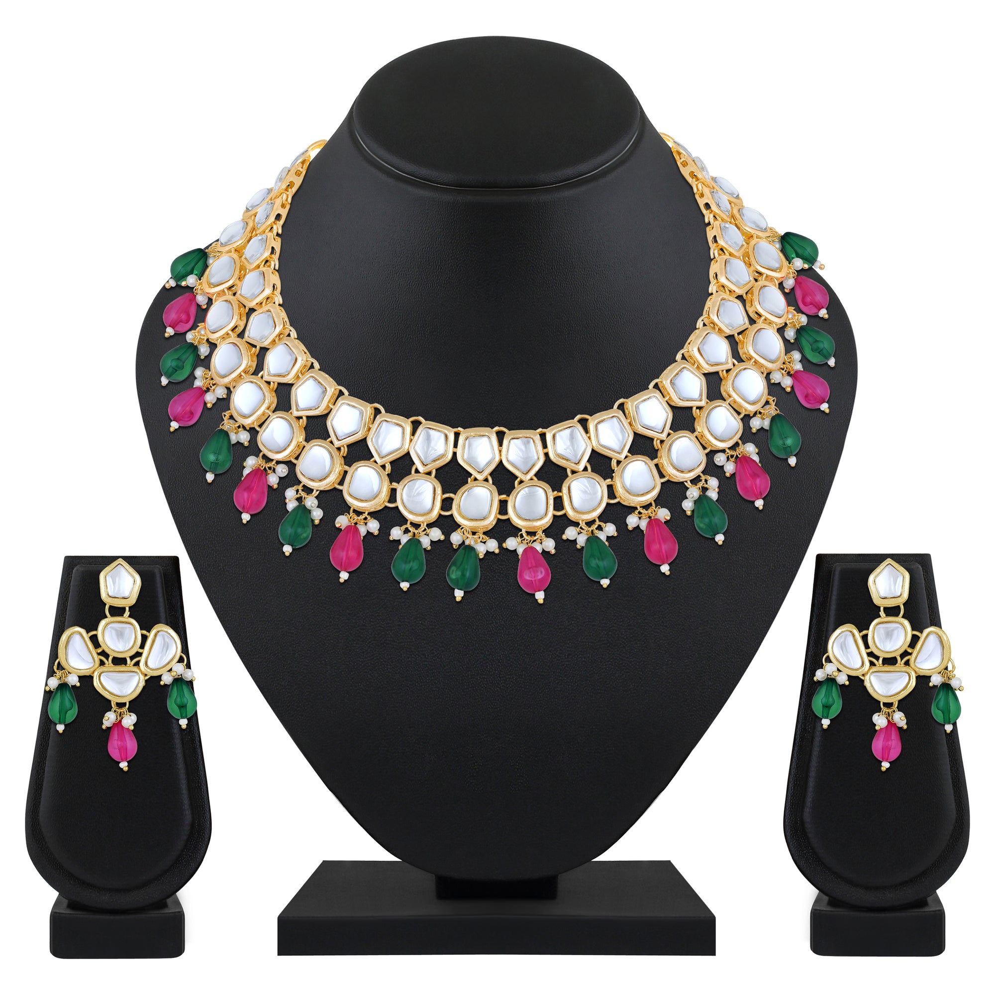 Colorful Ethnic Necklace with Pair of Earrings