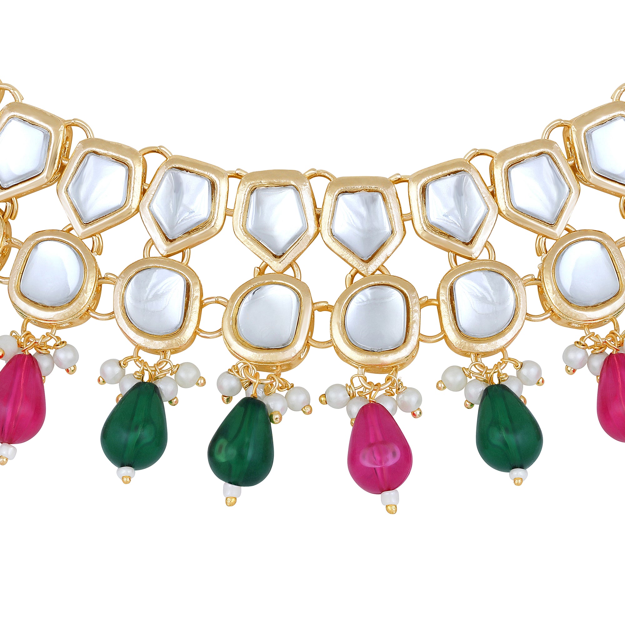 Colorful Ethnic Necklace with Pair of Earrings