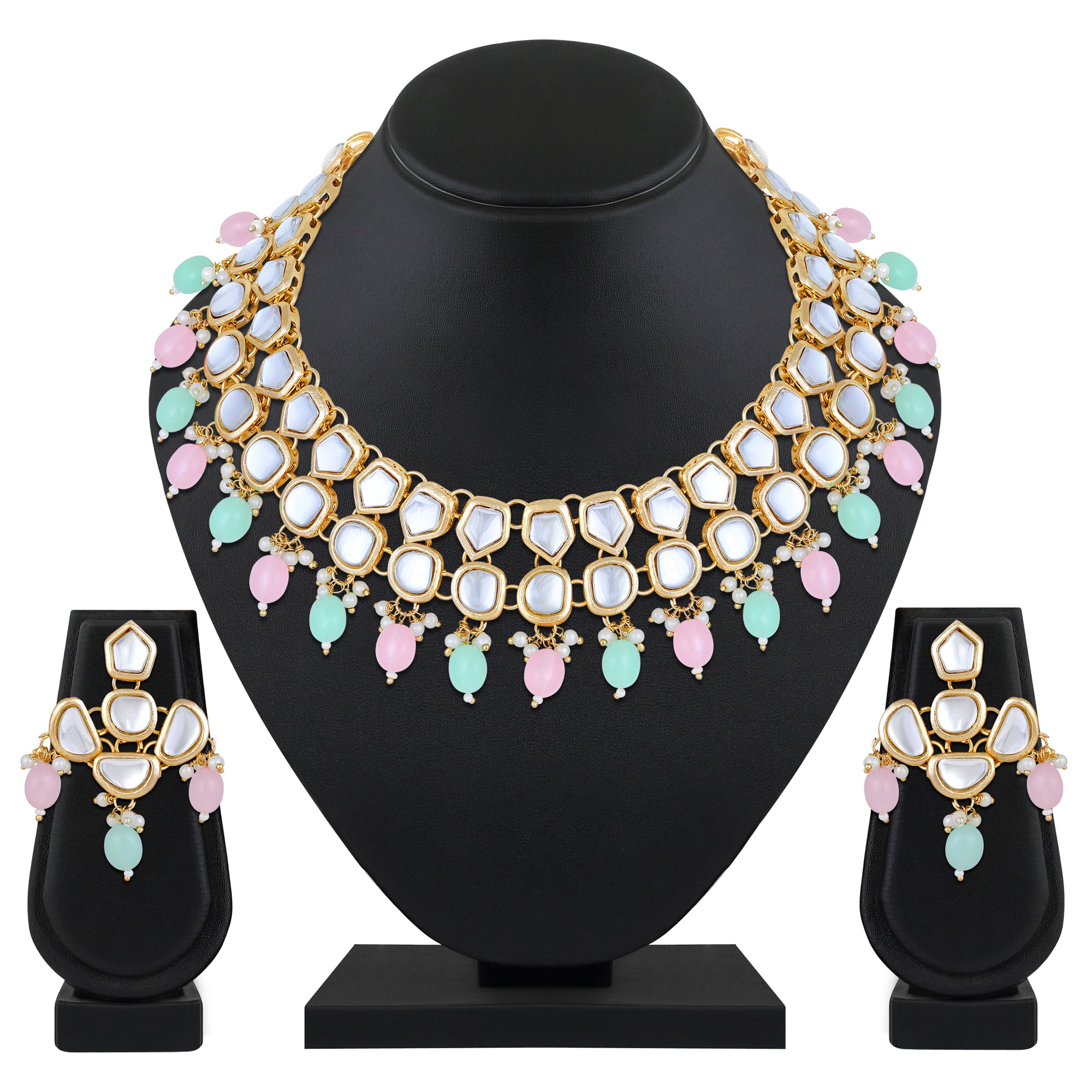 Colorful Ethnic Necklace with Pair of Earrings