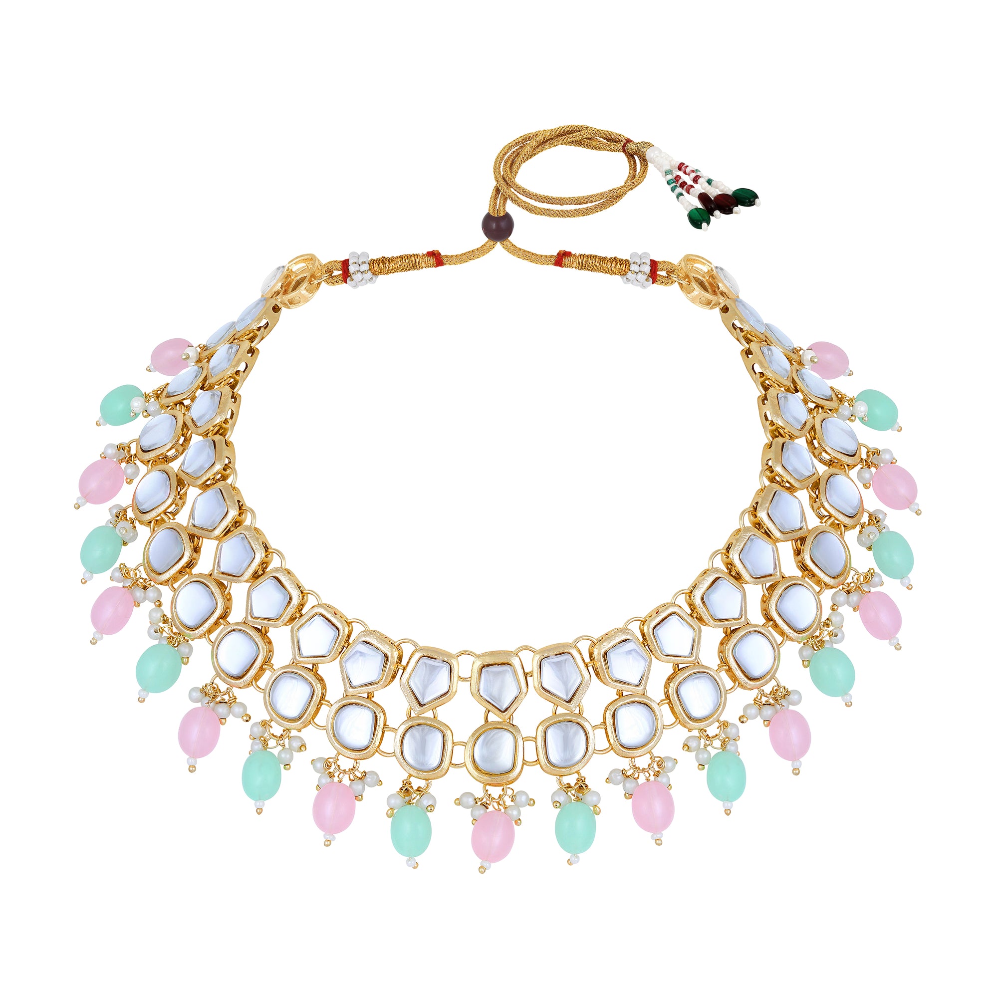 Colorful Ethnic Necklace with Pair of Earrings