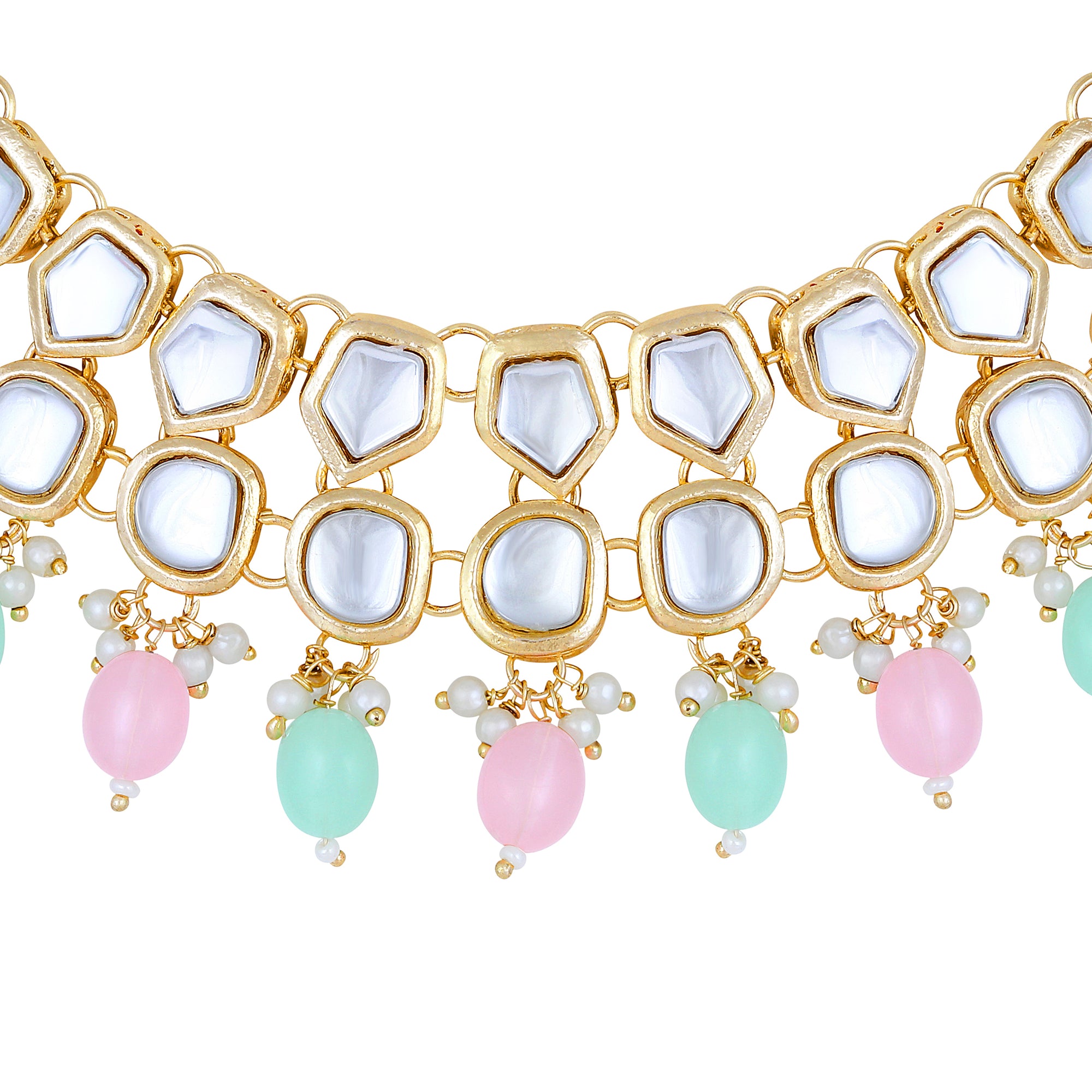 Colorful Ethnic Necklace with Pair of Earrings