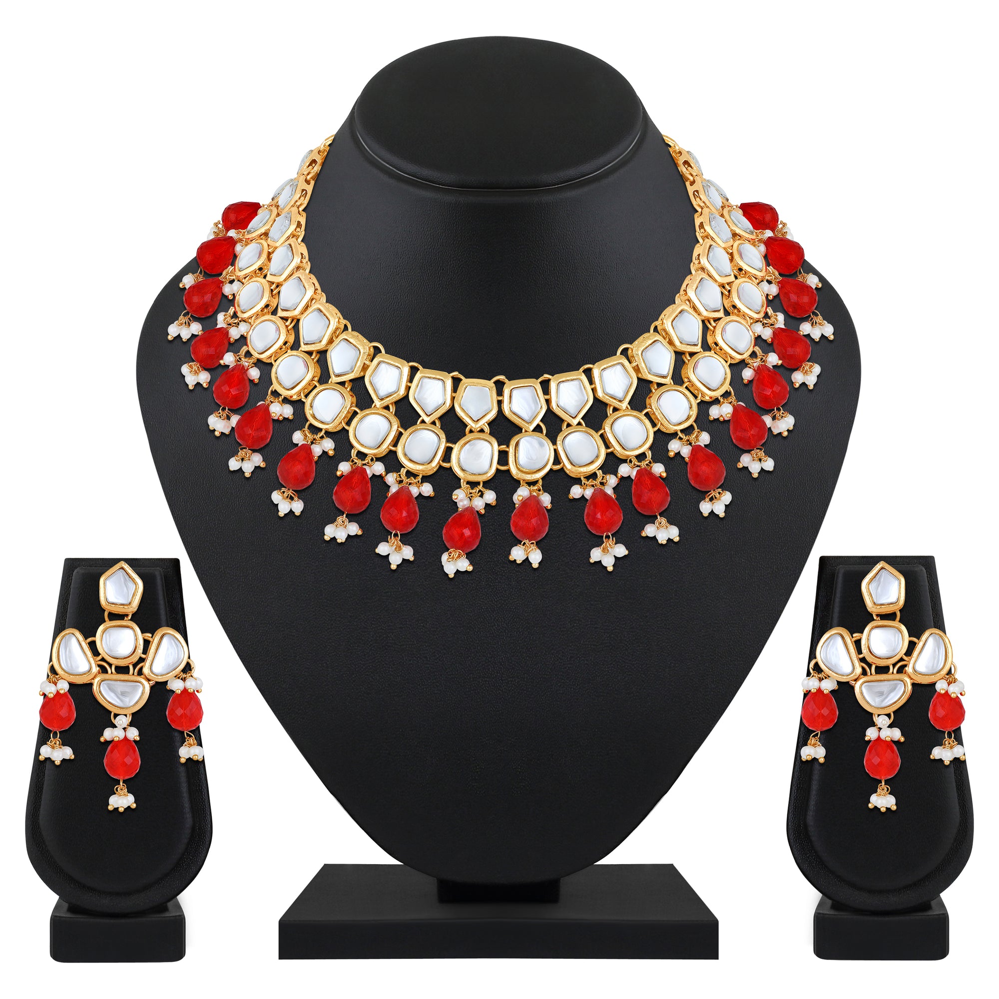 Colorful Ethnic Necklace with Pair of Earrings