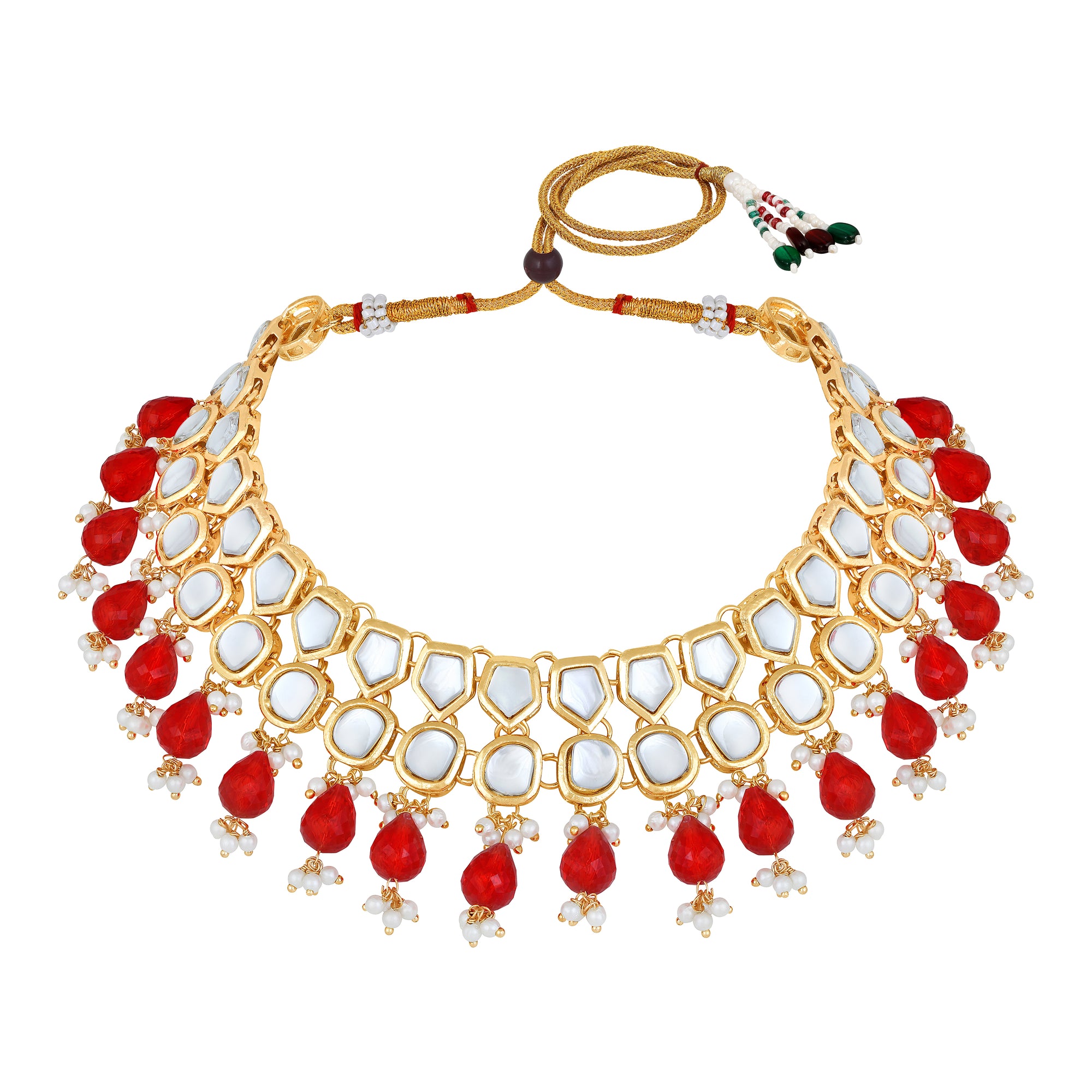 Colorful Ethnic Necklace with Pair of Earrings