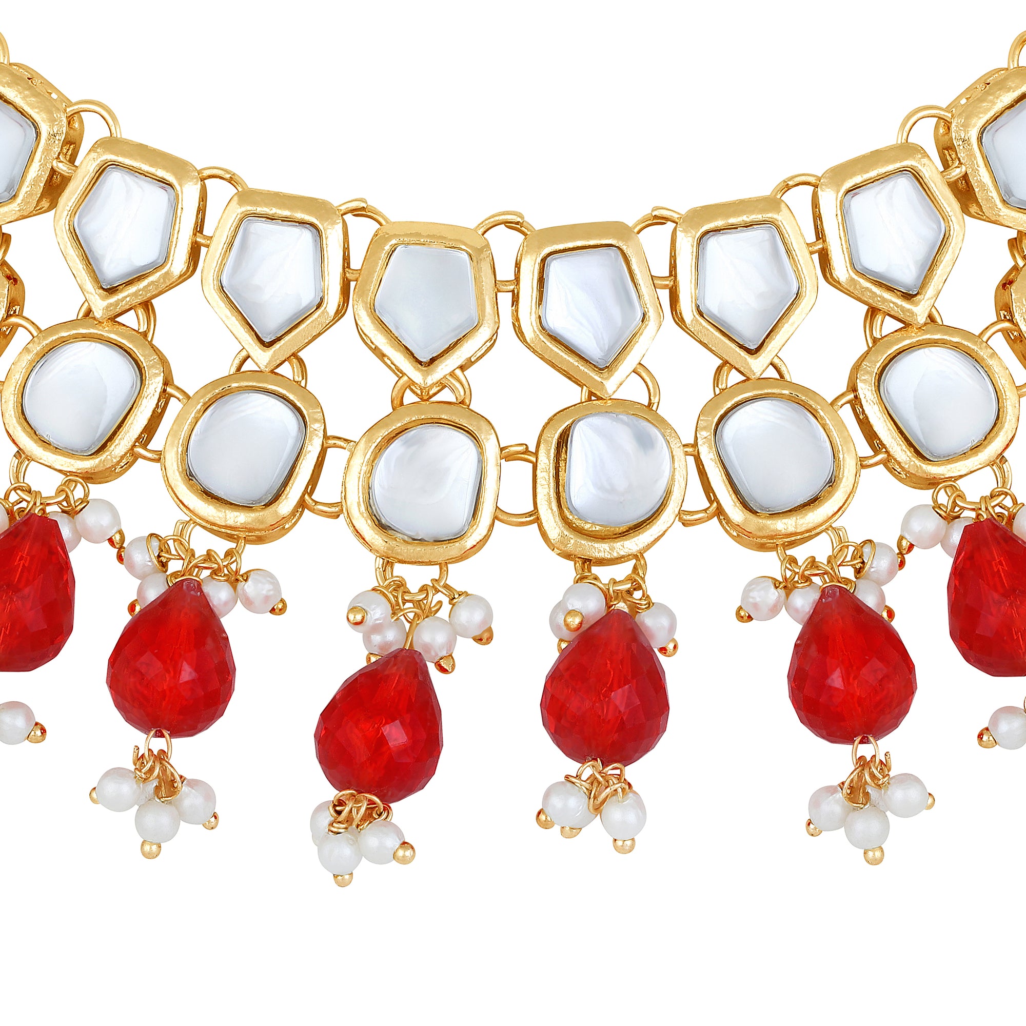 Colorful Ethnic Necklace with Pair of Earrings