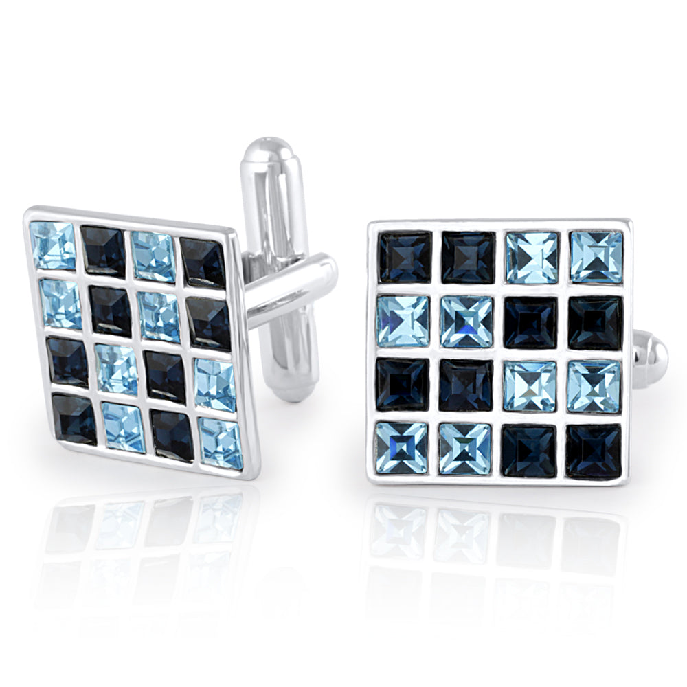 Black & Blue Cufflinks made with Cubic Zirconias