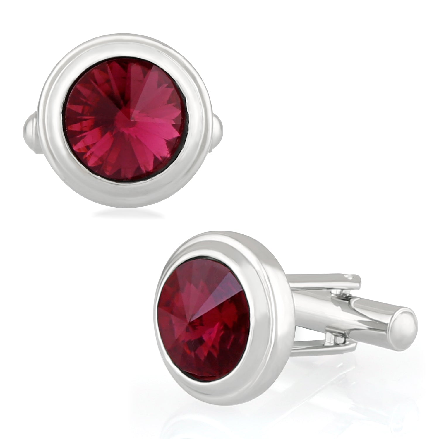 Maroon Solitaire Crystal Cufflink