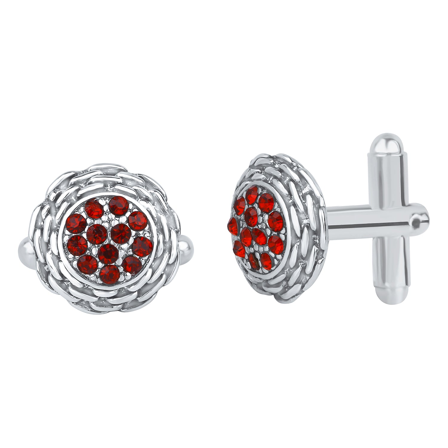 Red Crystal Round Cufflink