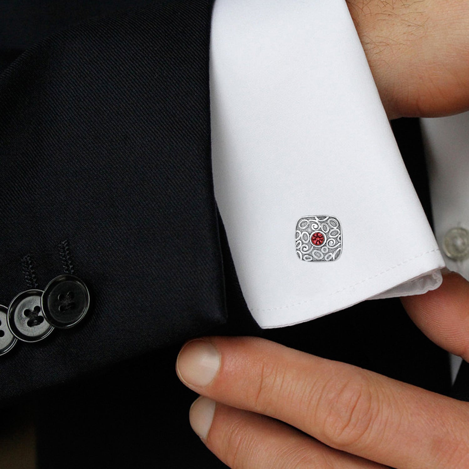 Squarish Blue Crystal Cufflinks