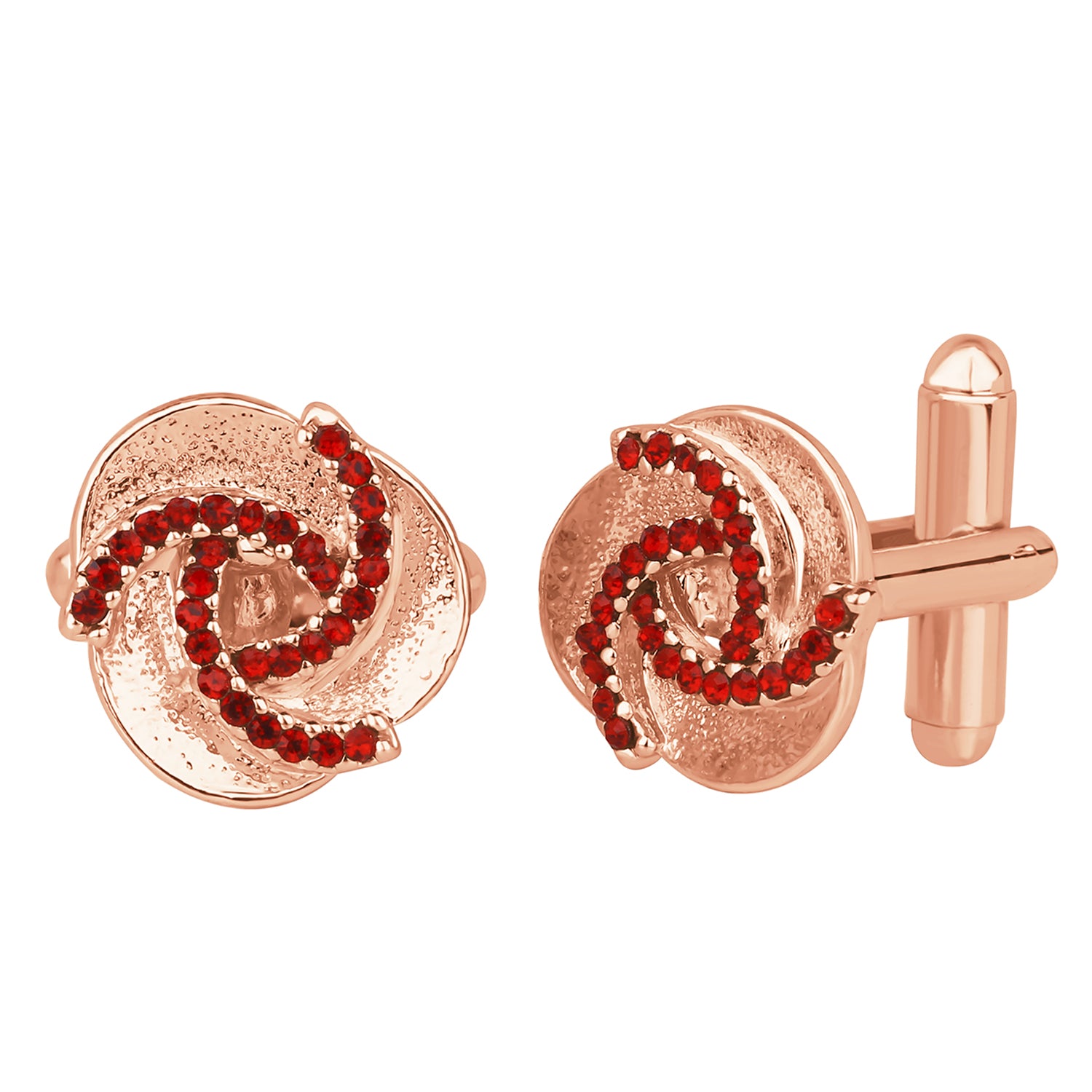 Red Crystal Round Cufflink