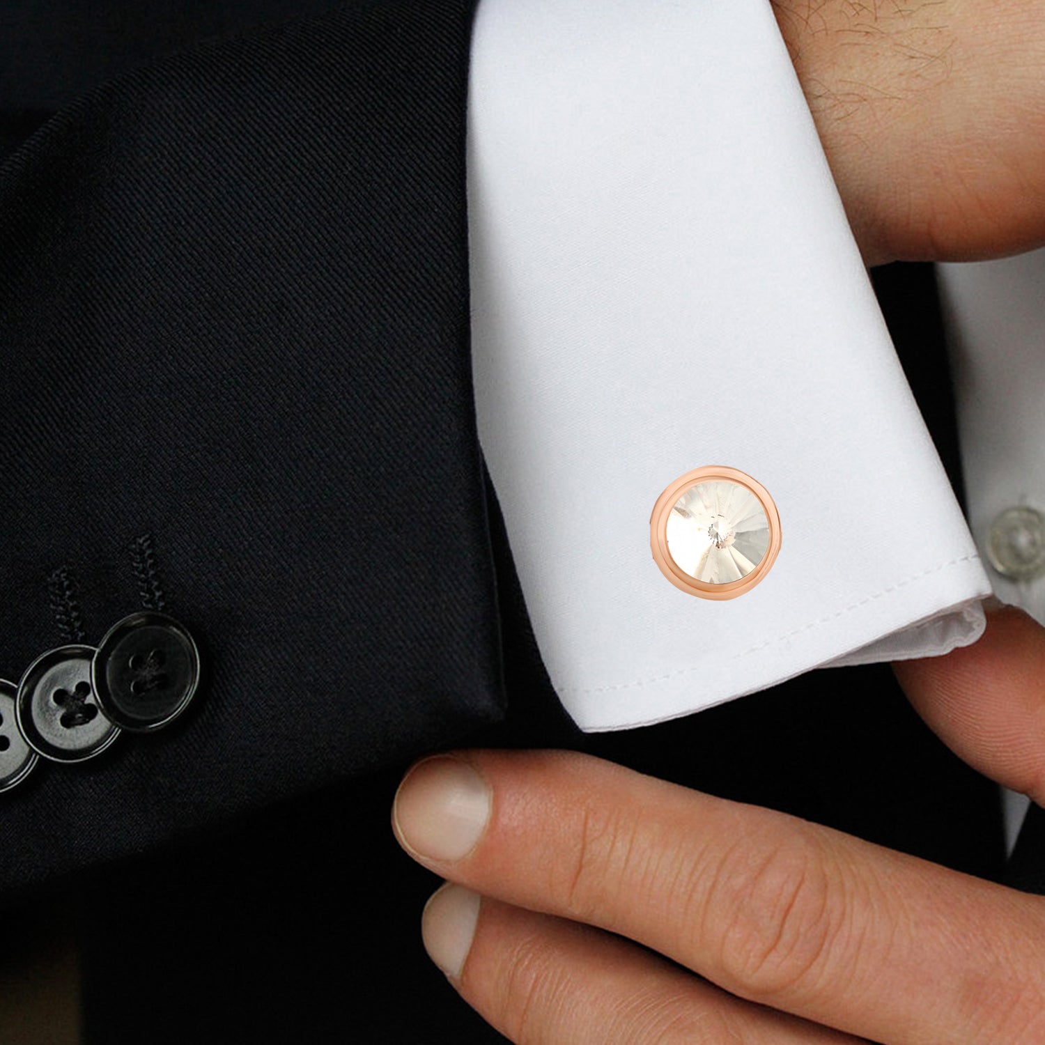 Solitaire White Crystal Cufflink