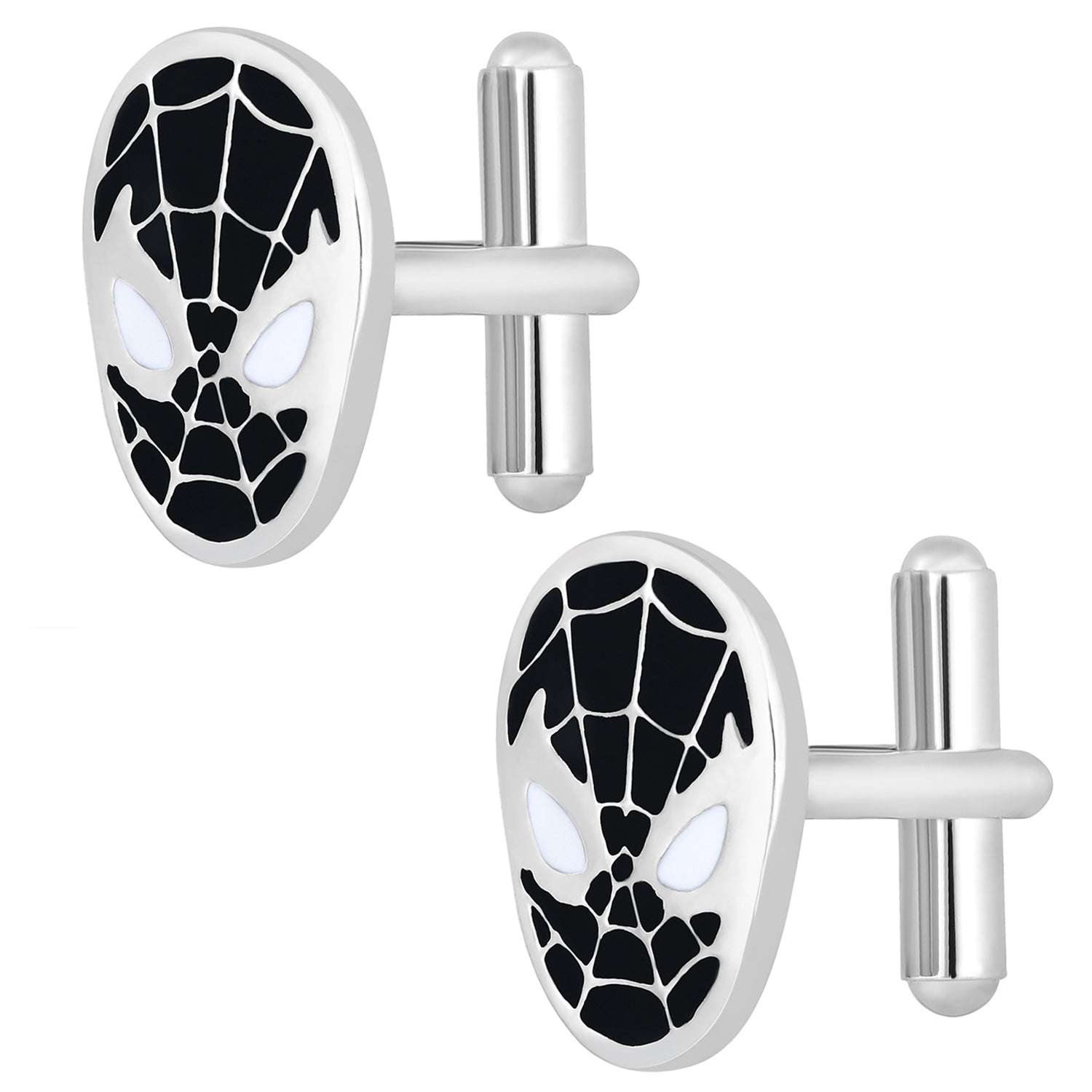 Superhero Design Black and White Meena Enamelled Cufflink Set