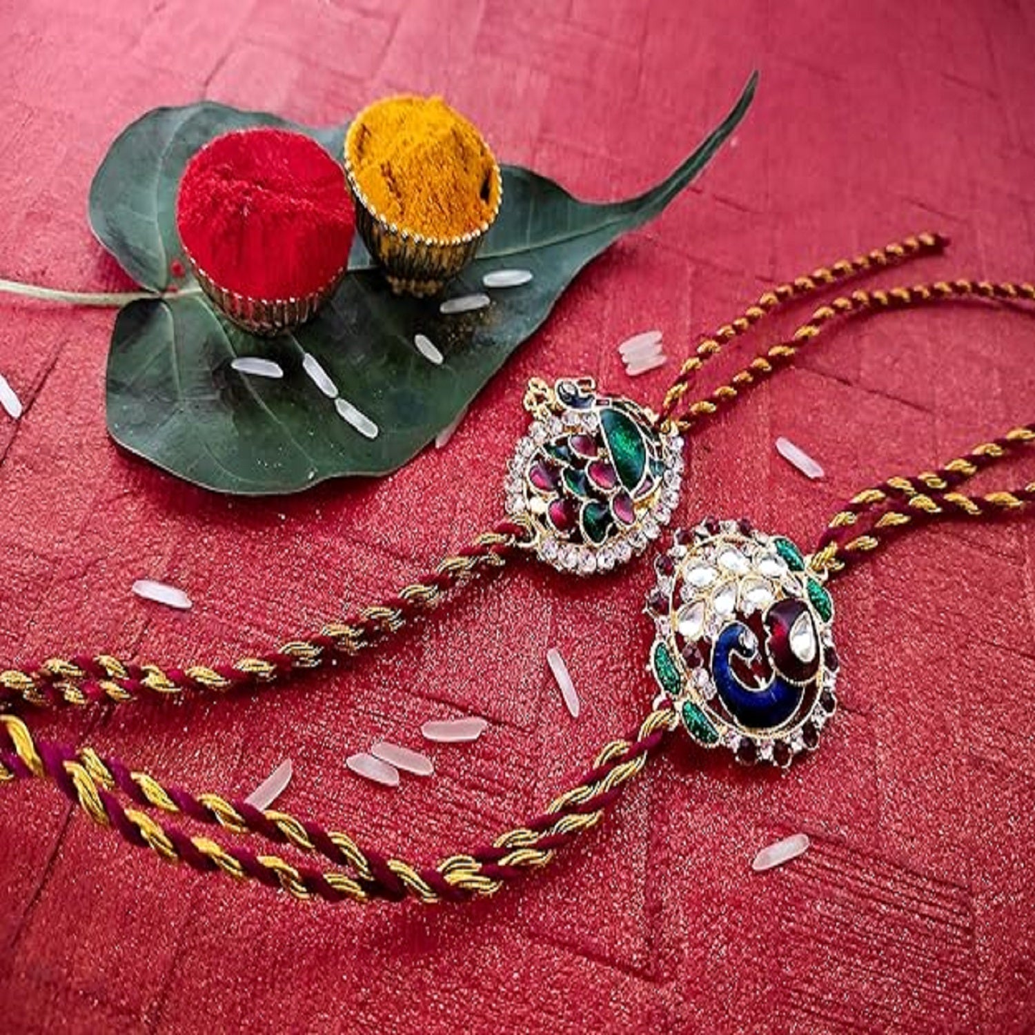 Combo of 2 Charming Rakhi with Meenakari Work
