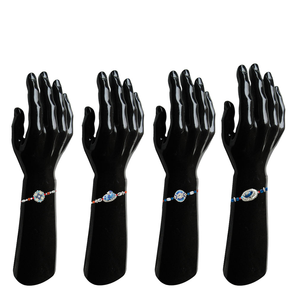 Combo of Four Meenakari Work Rakhis with Artificial Pearl and Crystal for Brothers