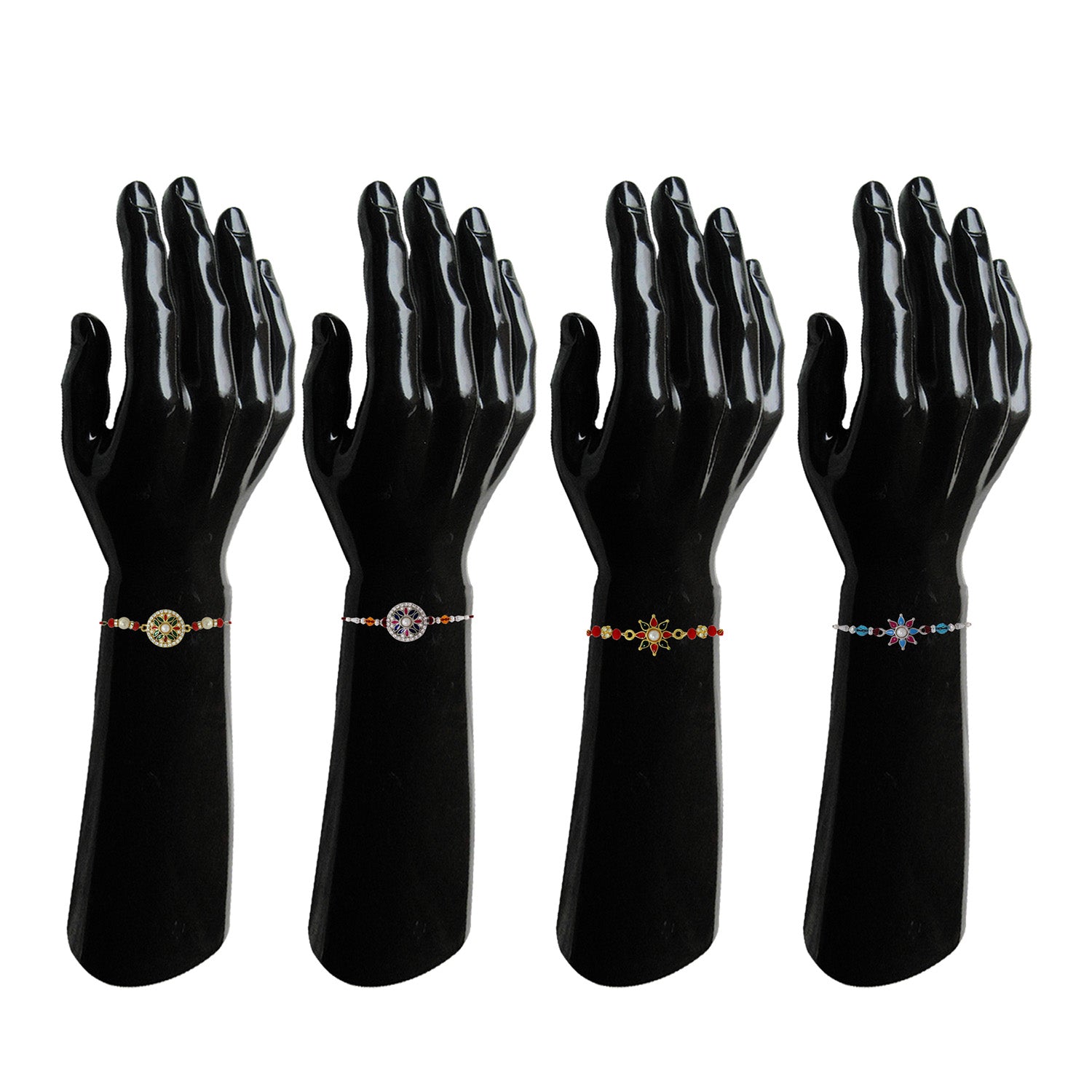 Combo of Four Floral Rakhi's with Artificial Pearl