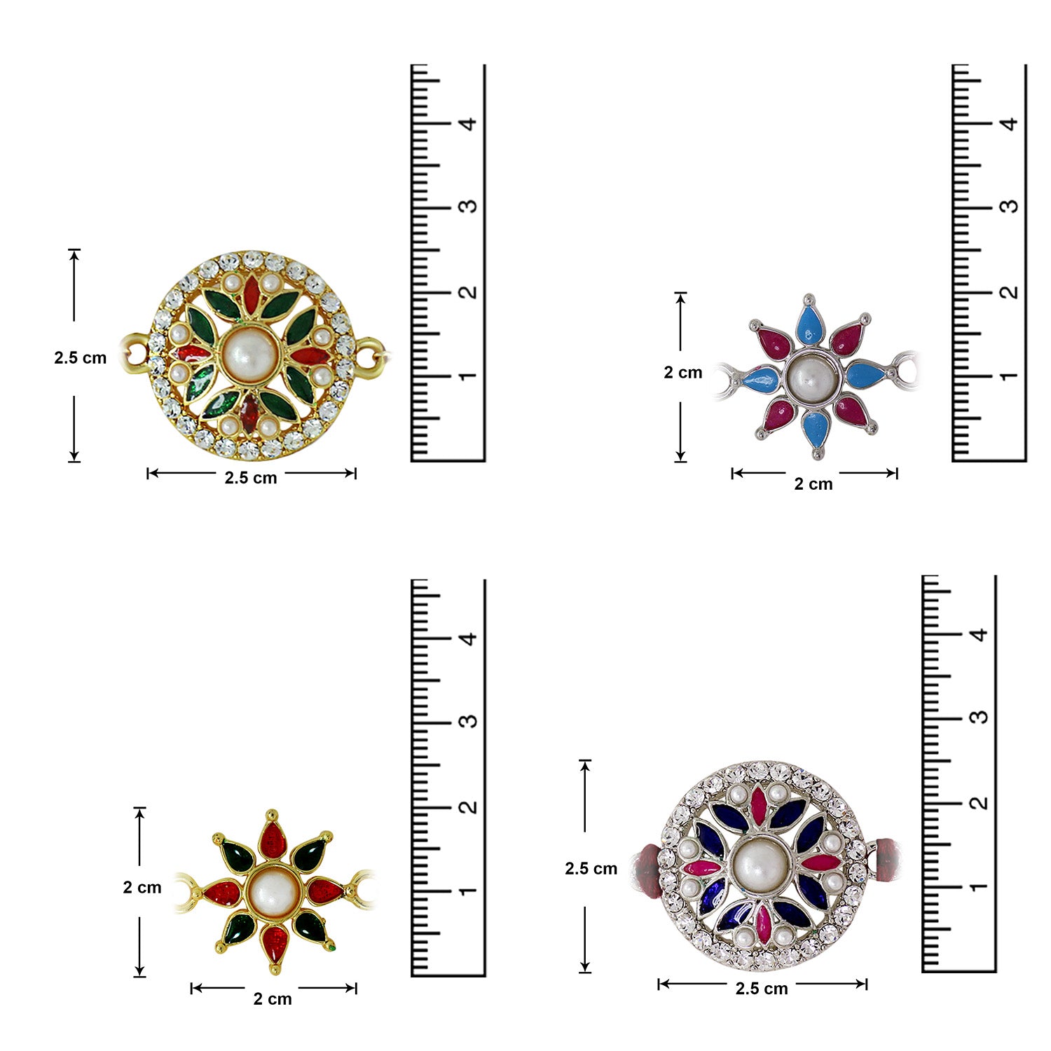 Combo of Four Floral Rakhi's with Artificial Pearl