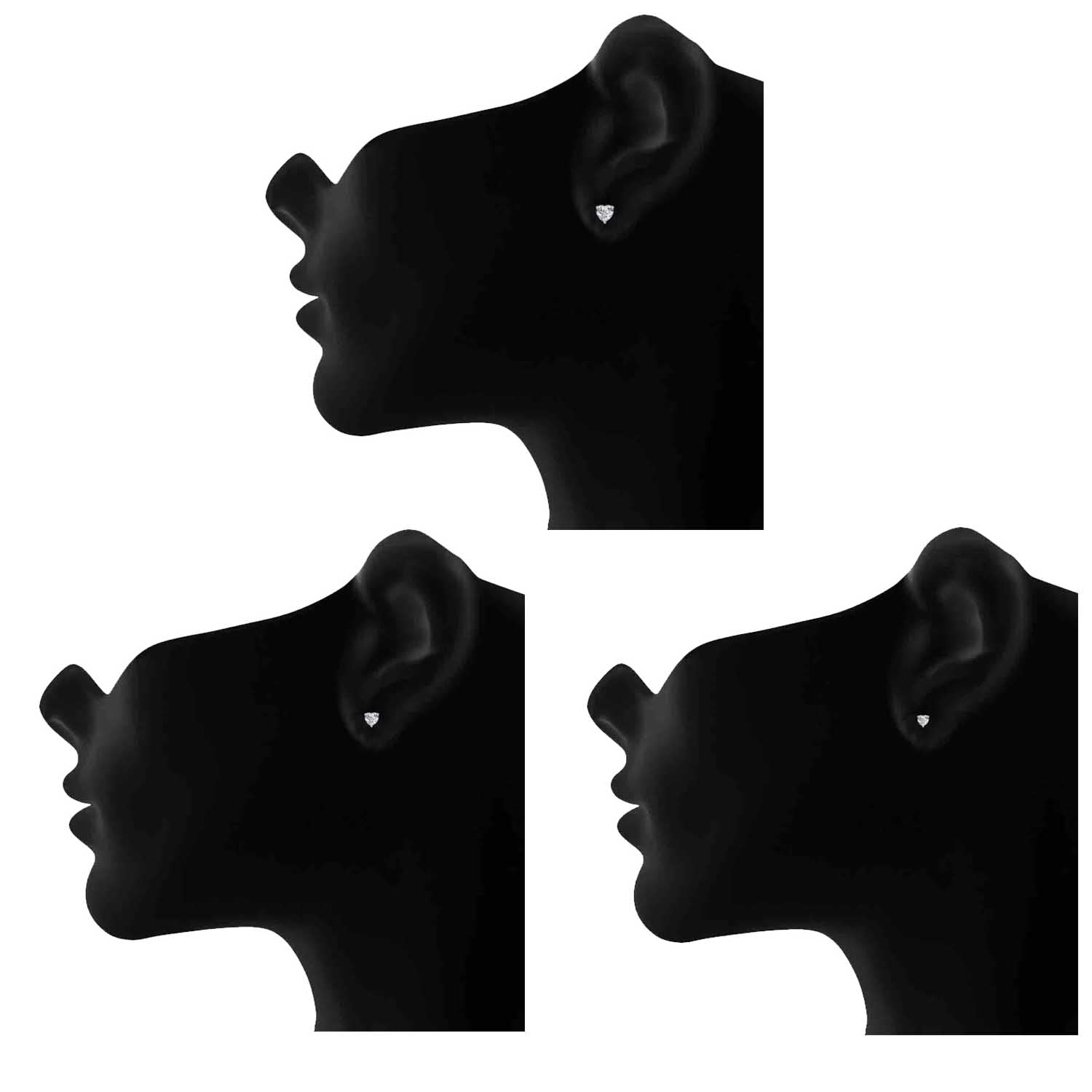 Solitaire Heart Studs