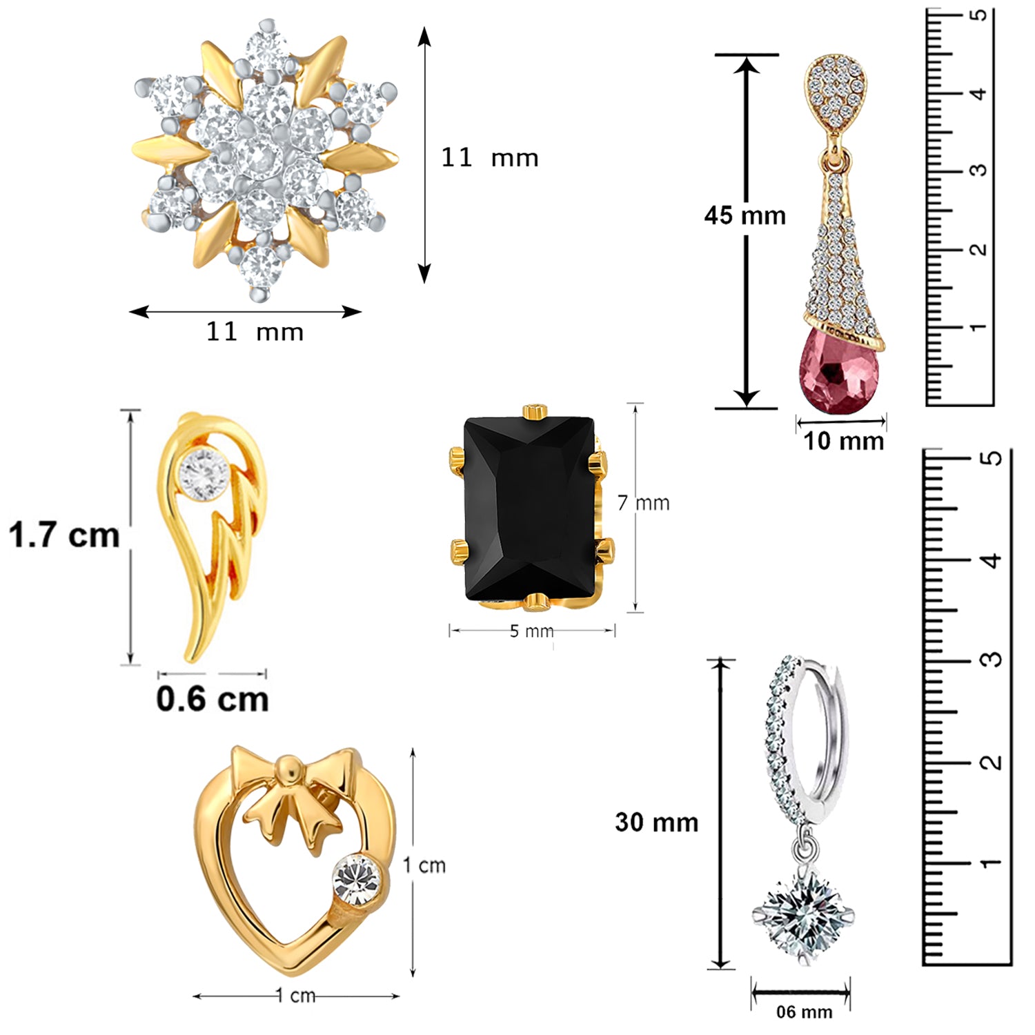 Glamorous Studs, Bali and Danglers Combo