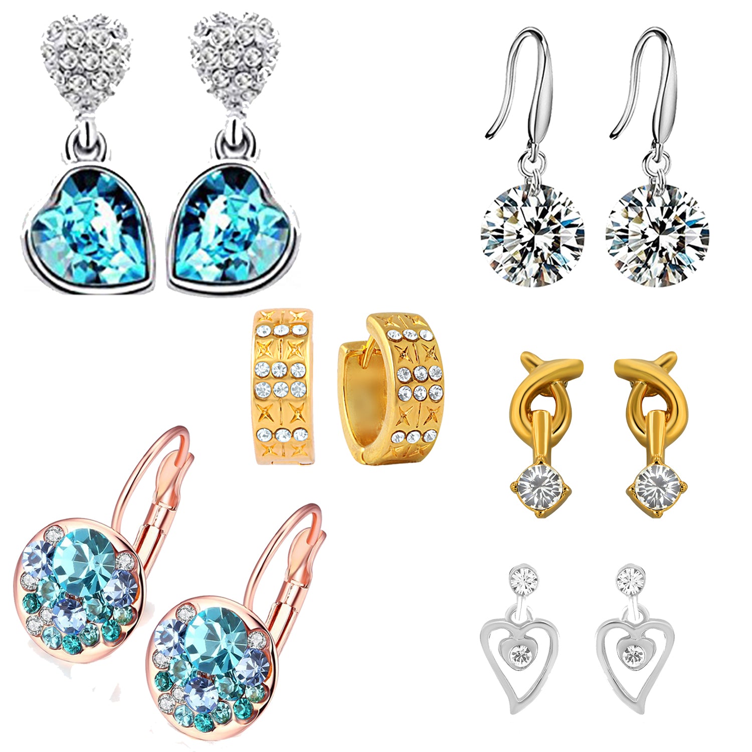 Designer Studs, Bali,Hoop and Dangler Earrings Combo