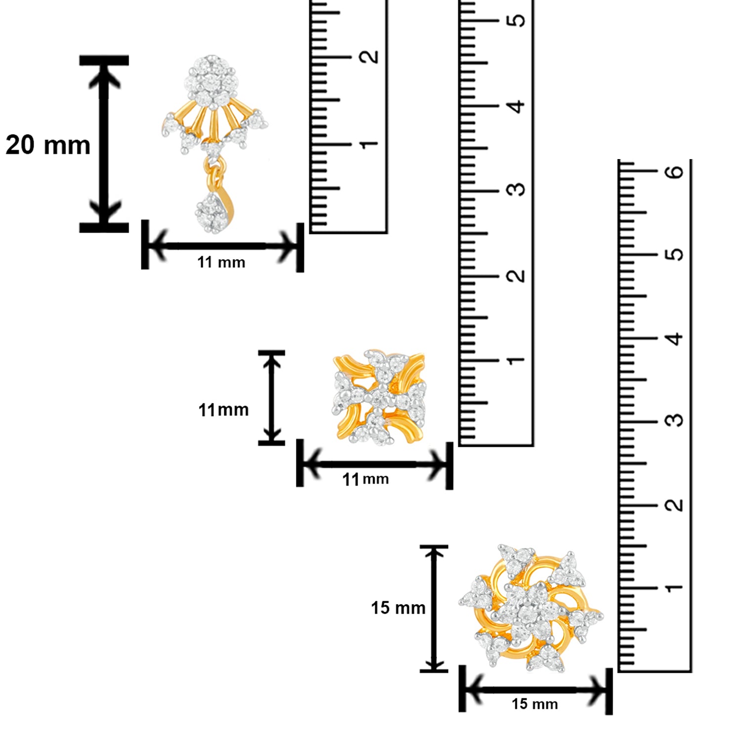 Exclusive Combo of Cubic Zirconia Stud Earrings