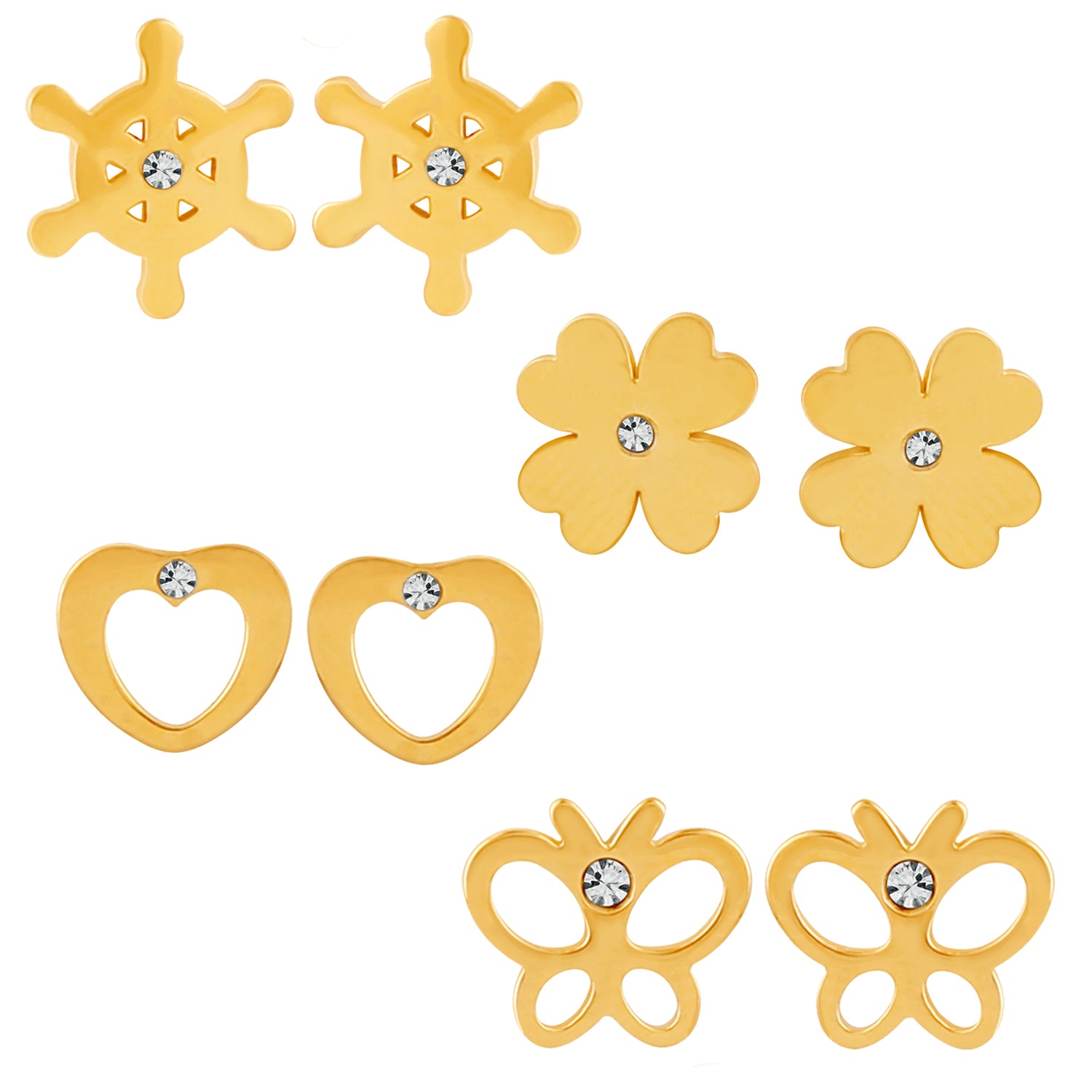 Alluring Crystal Stud Earrings Combo