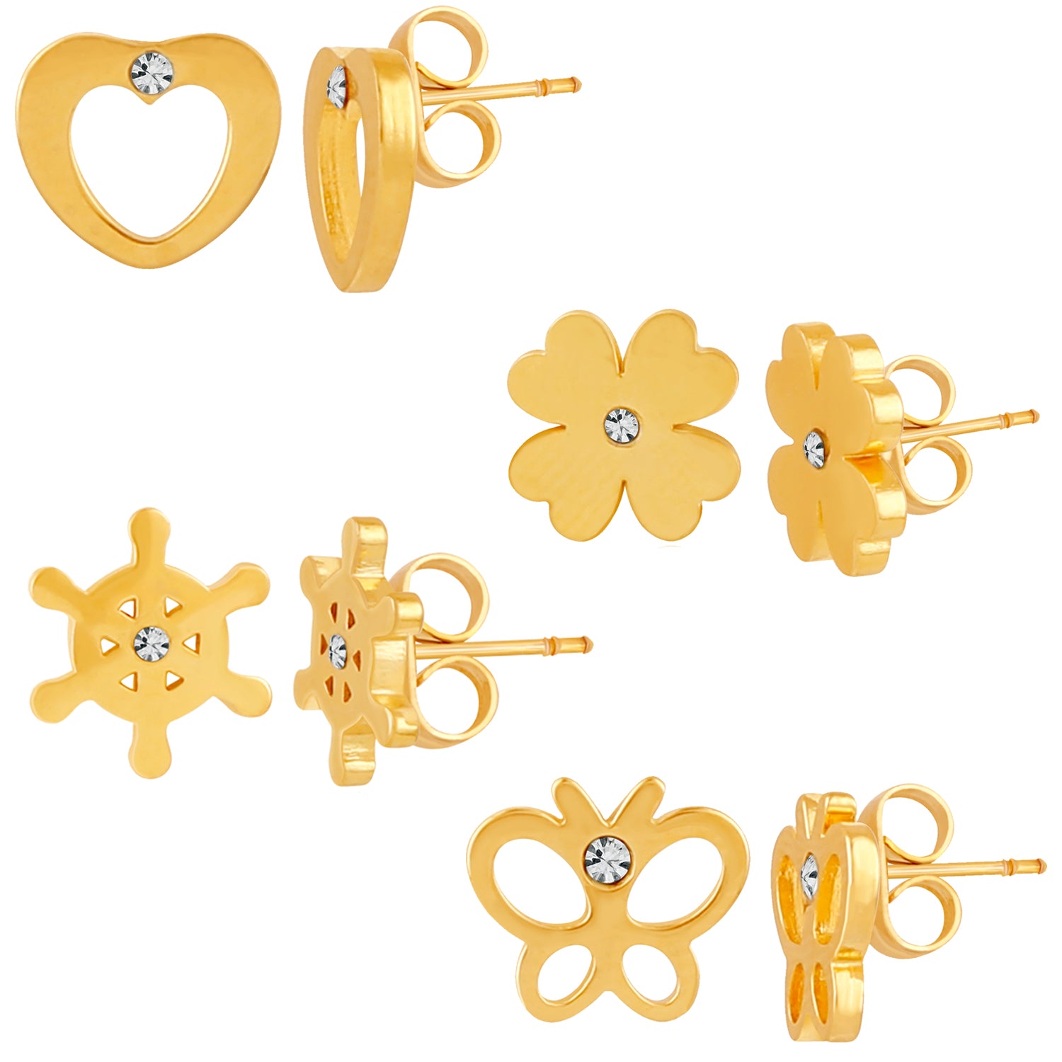 Alluring Crystal Stud Earrings Combo