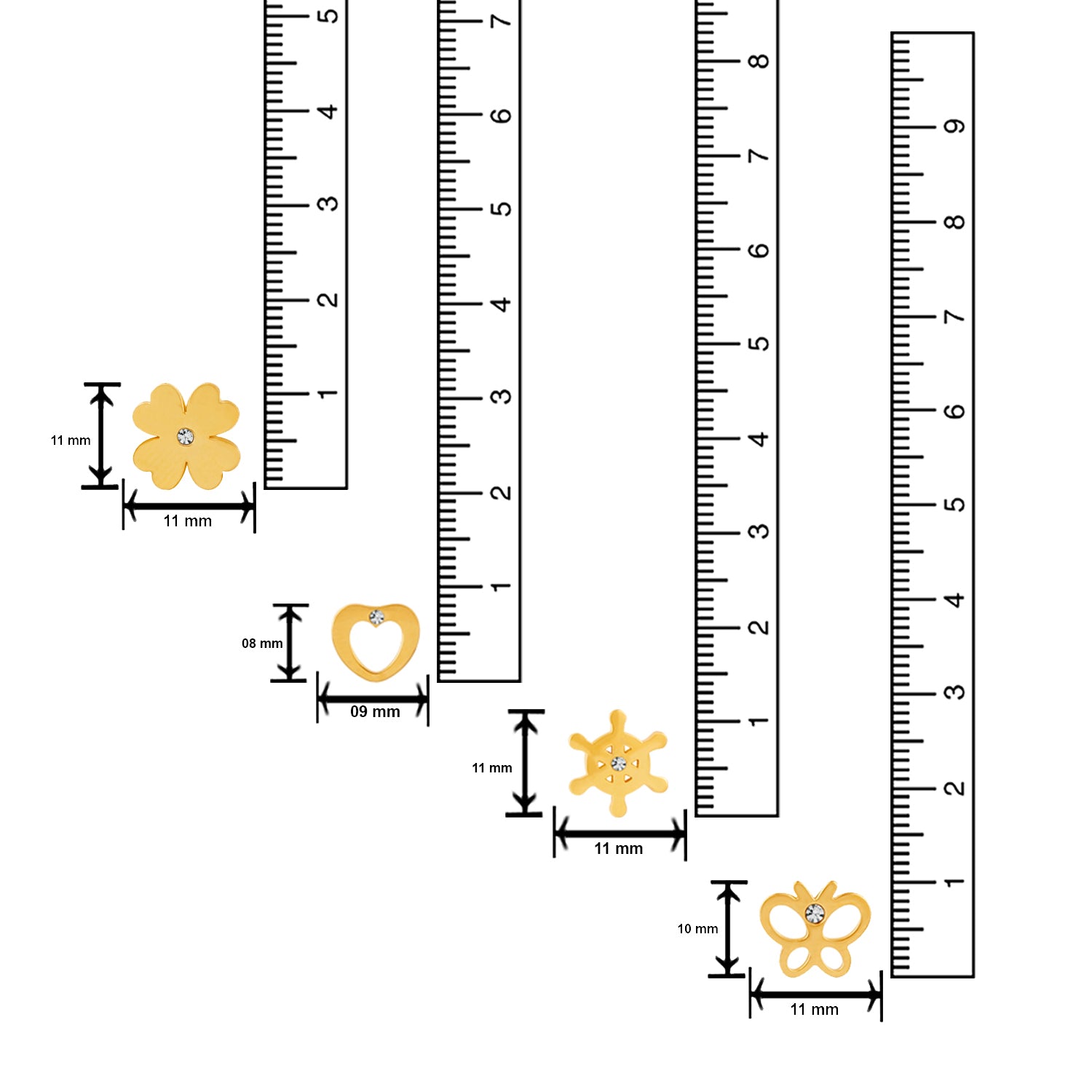 Alluring Crystal Stud Earrings Combo