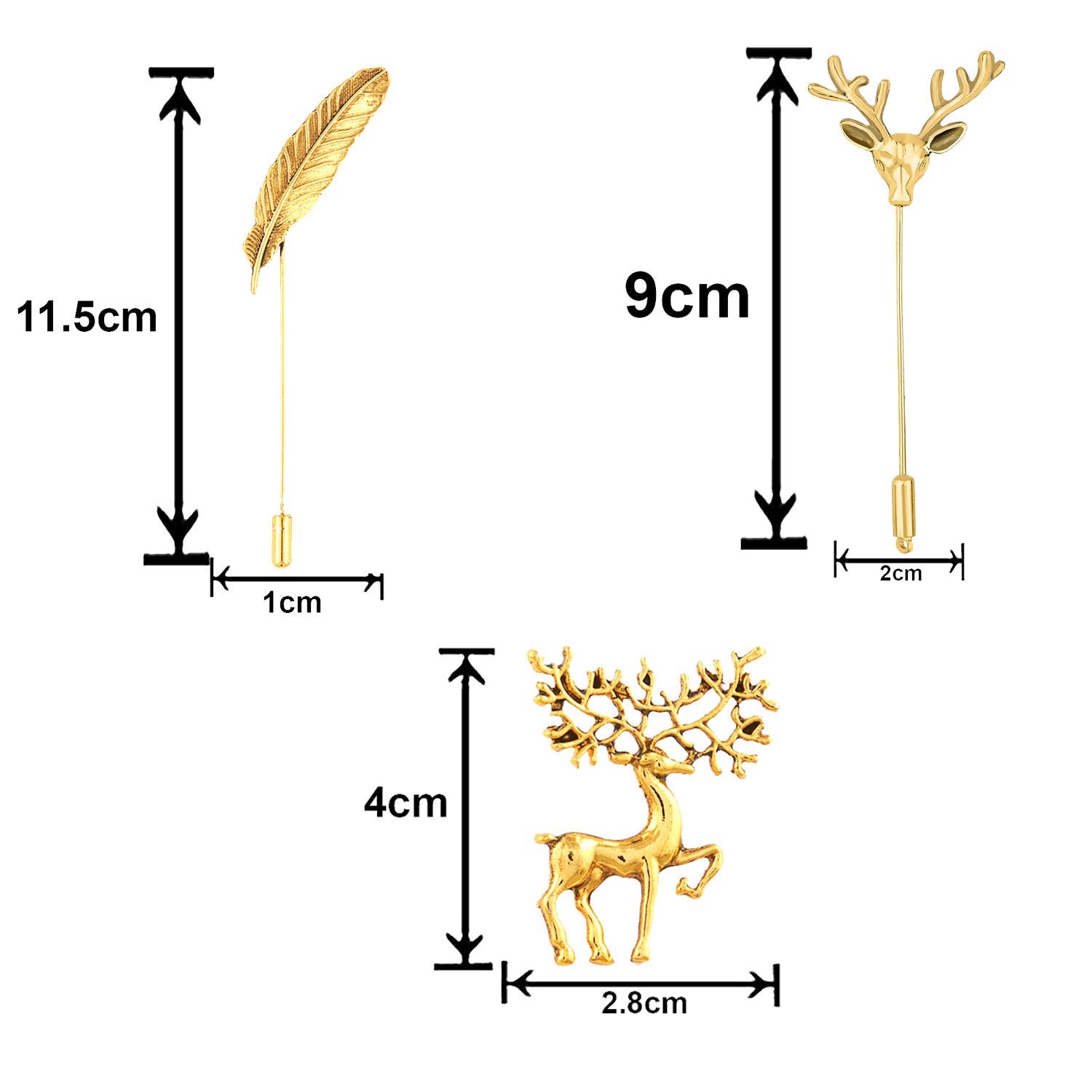 Combo of Leaf and Deer Brooch / Lapel Pin