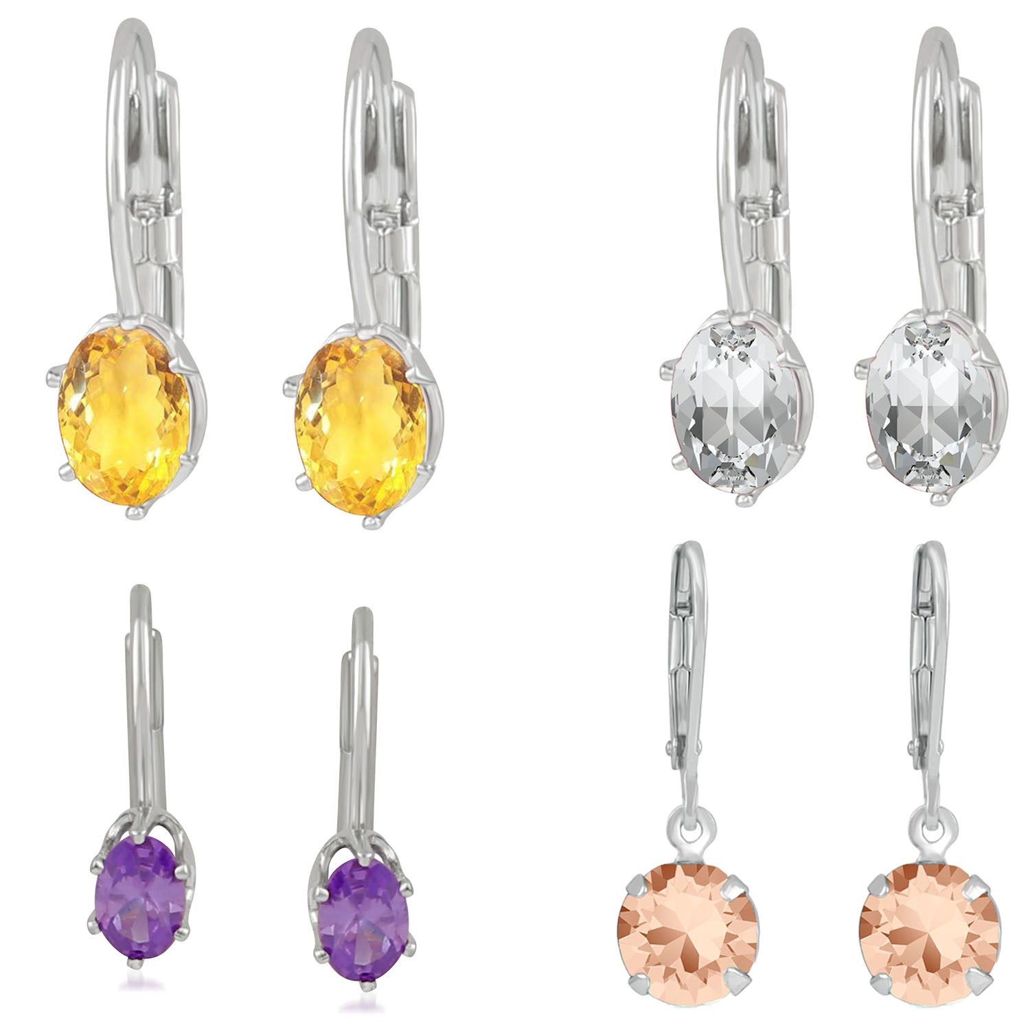 Classic Designer multicolour Solitiare Crystal and Cubic Zirconia Earrings combo