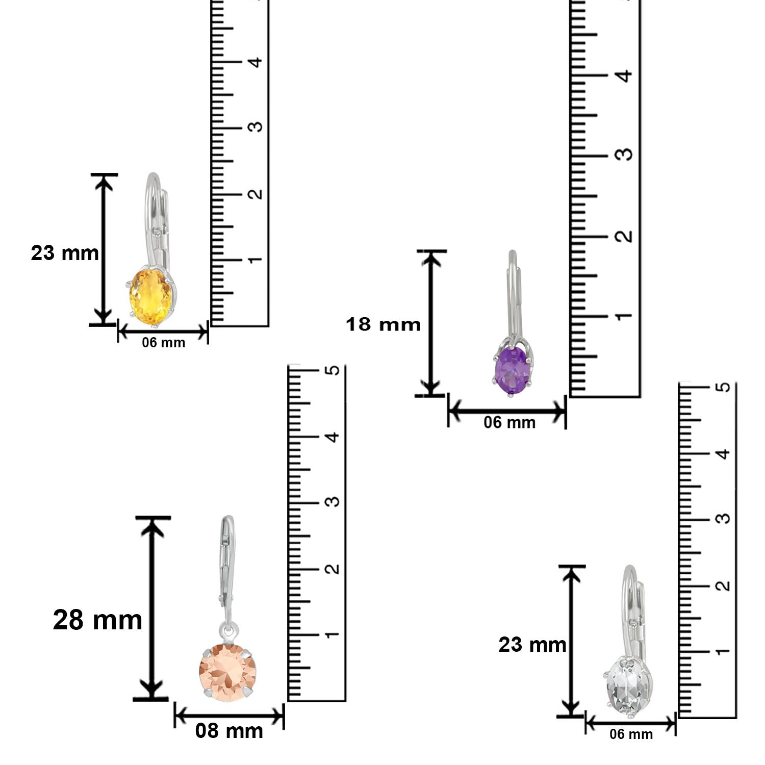 Classic Designer multicolour Solitiare Crystal and Cubic Zirconia Earrings combo