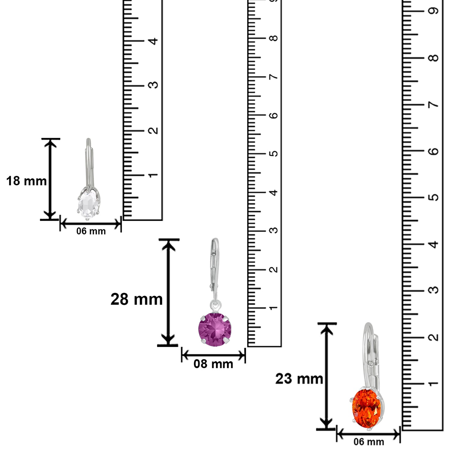 Delicate multicolour Crystal and Cubic Zirconia Bali Earrings combo