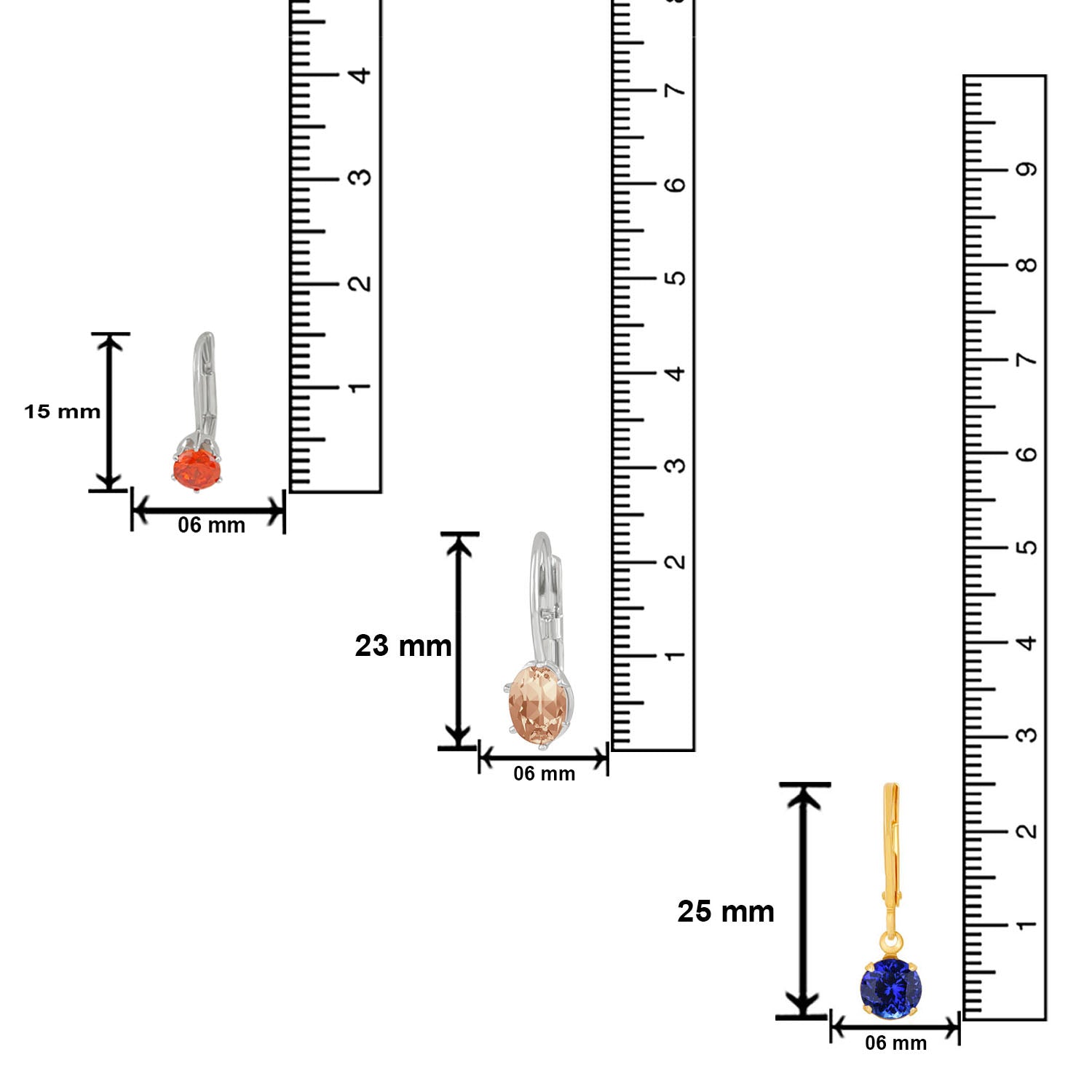 Fancy Multicolour Solitaire Crystal and Cubic Zirconia Bali Earrings combo