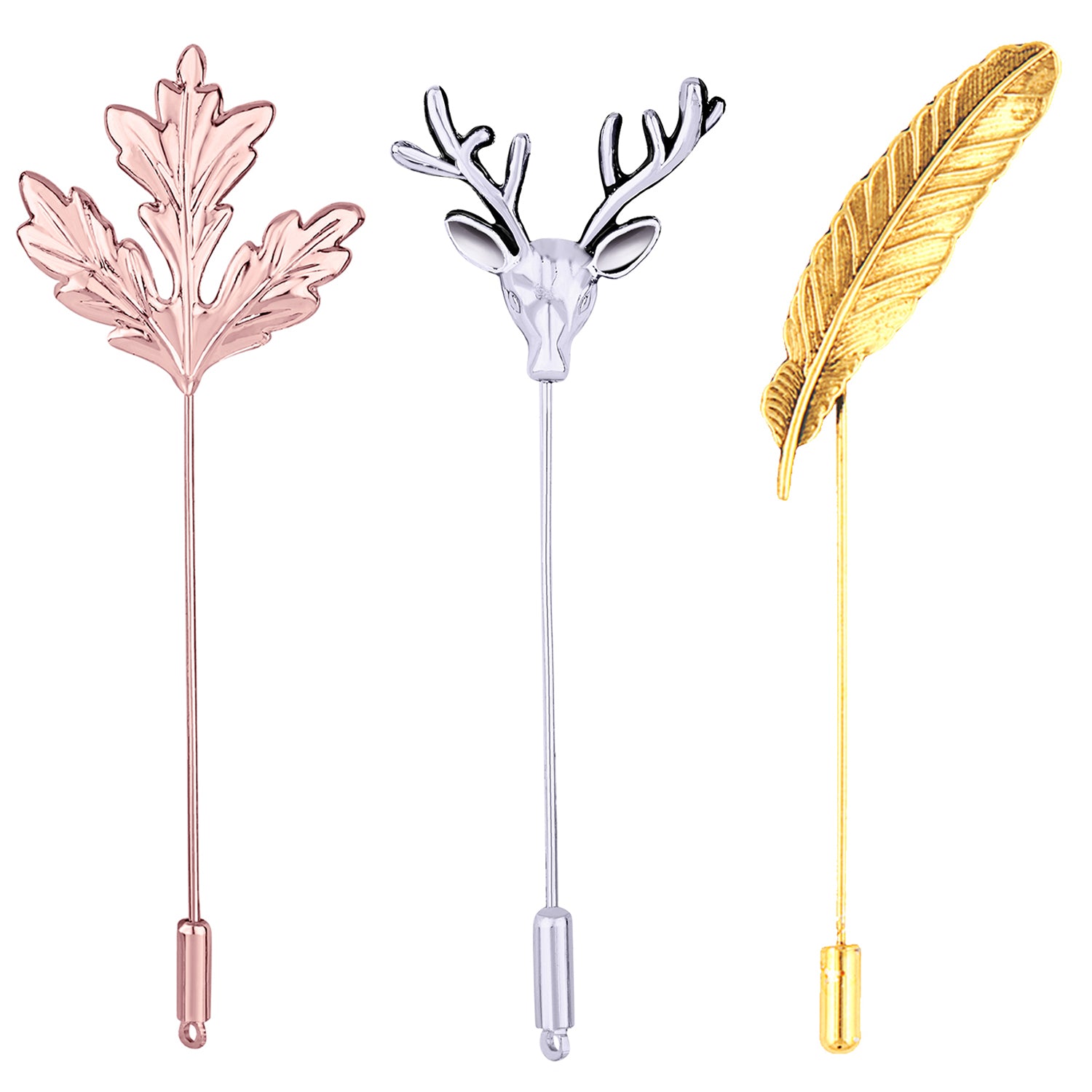 Combo of Leaf Deer and Mapel Leaf Lapel Pin Brooch