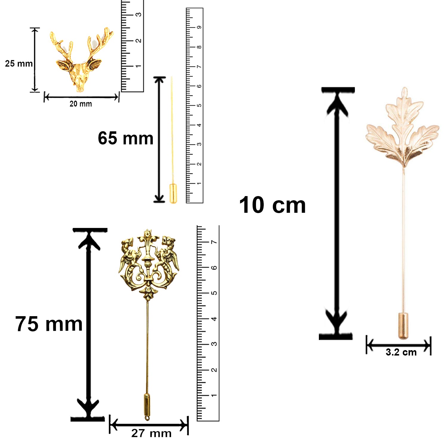 Combo of Lion, Mapel Leaf and Deer Lapel Pin Brooch