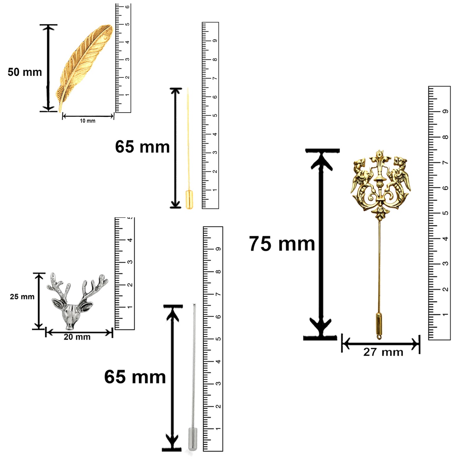 Combo of Lion,Leaf and Deer Lapel Pin Brooch