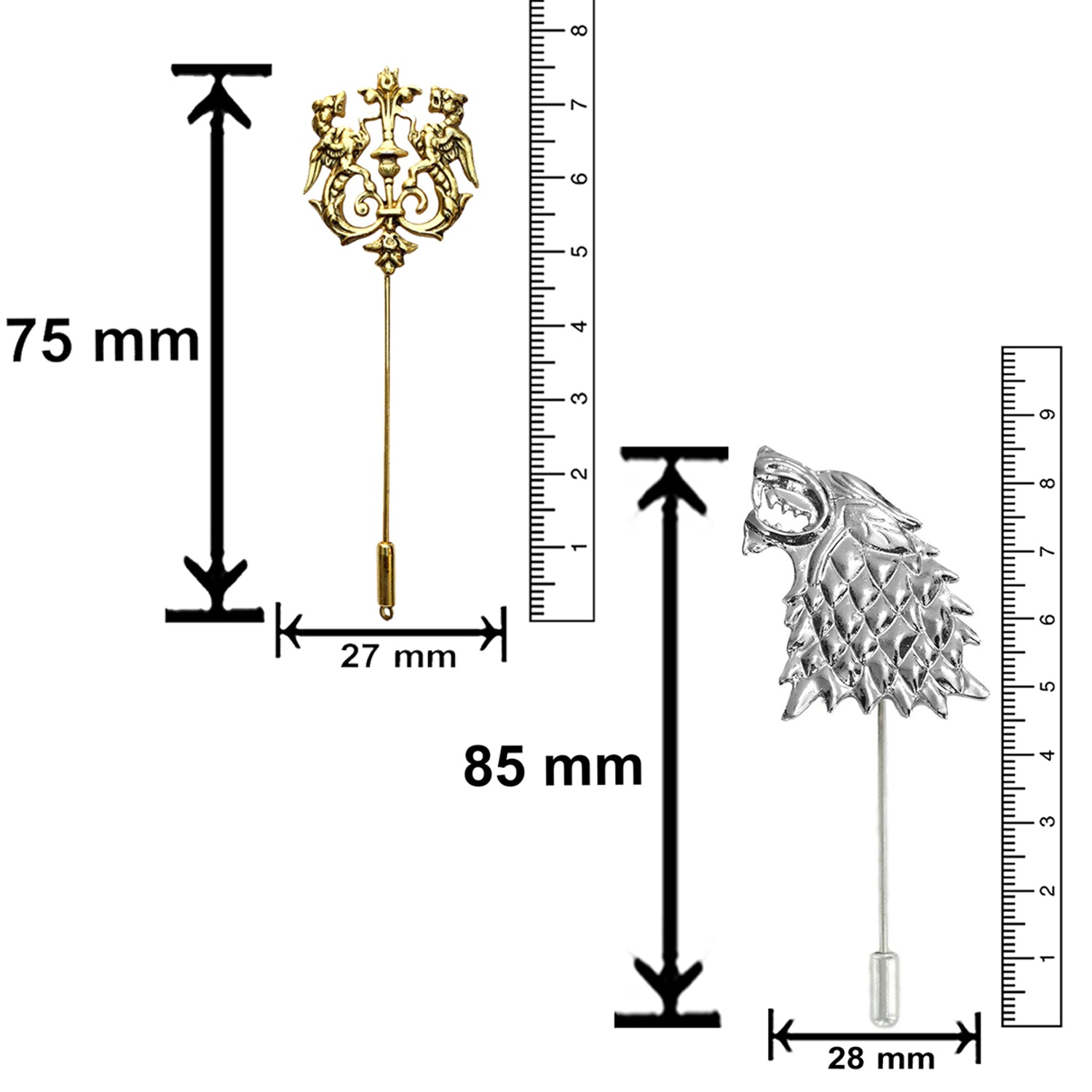 Combo of Royal Lion and Wolf Lapel Pin/Brooch