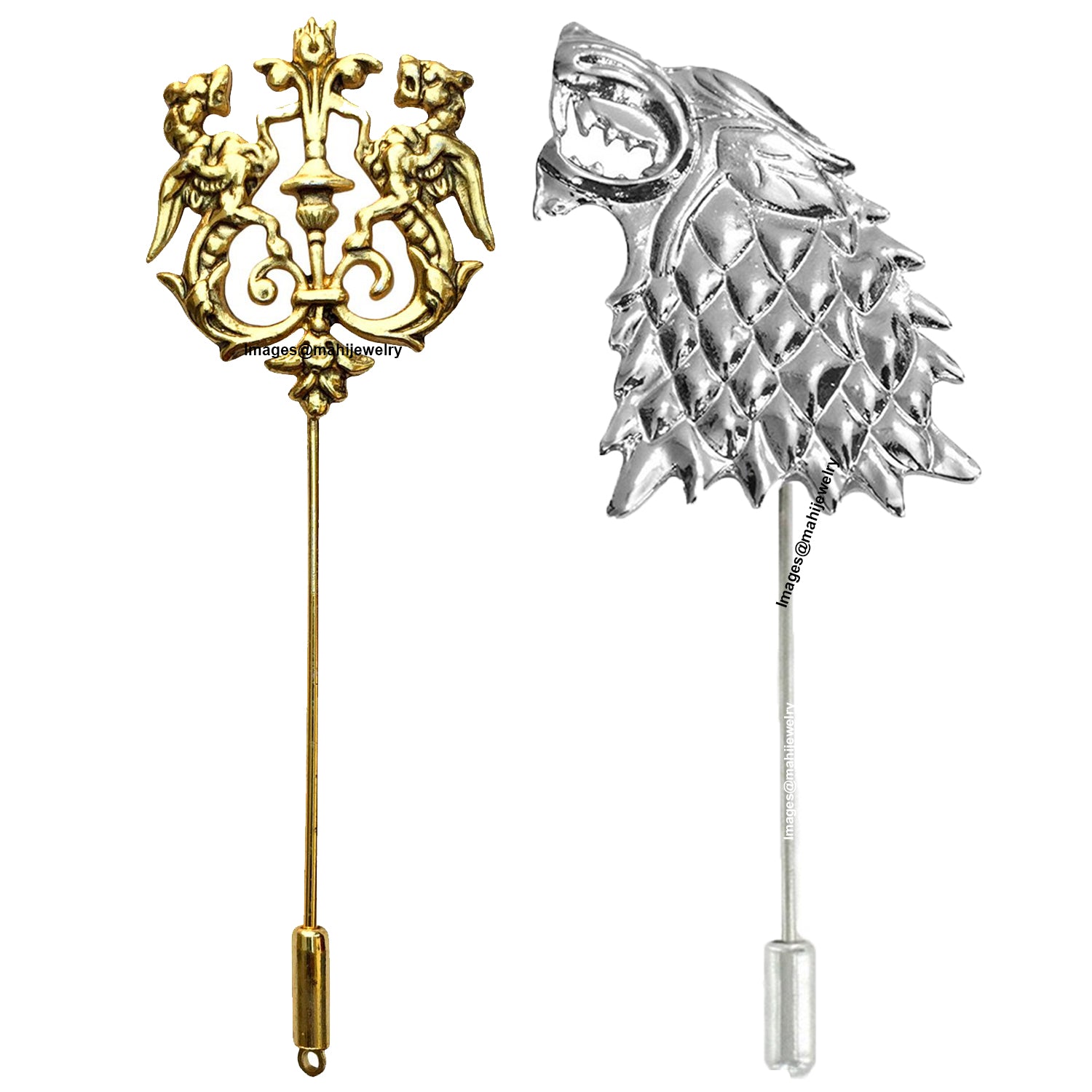 Combo of Royal Lion and Wolf Lapel Pin/Brooch