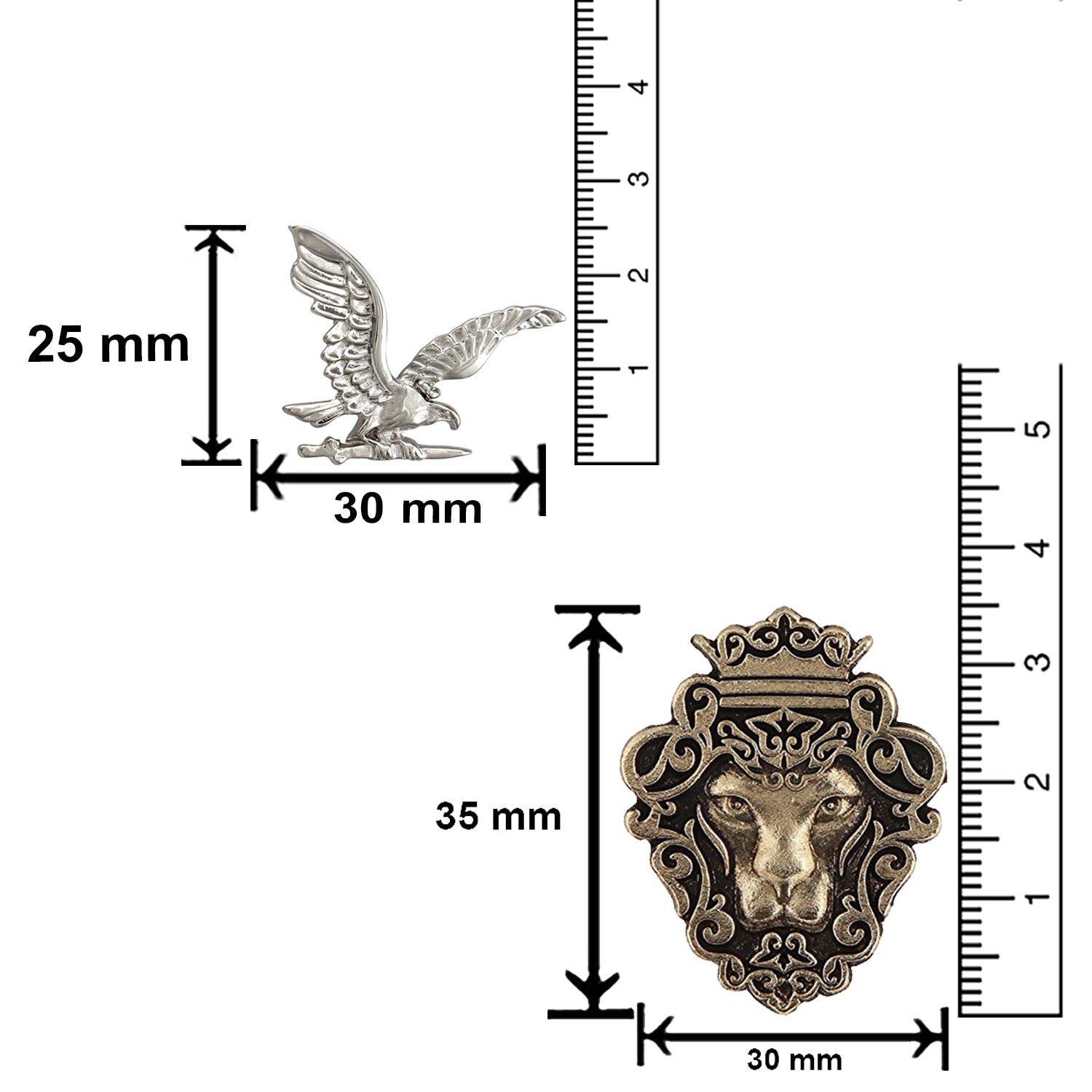 Combo of Eagle and Lion Face Lapel Pin/Brooch