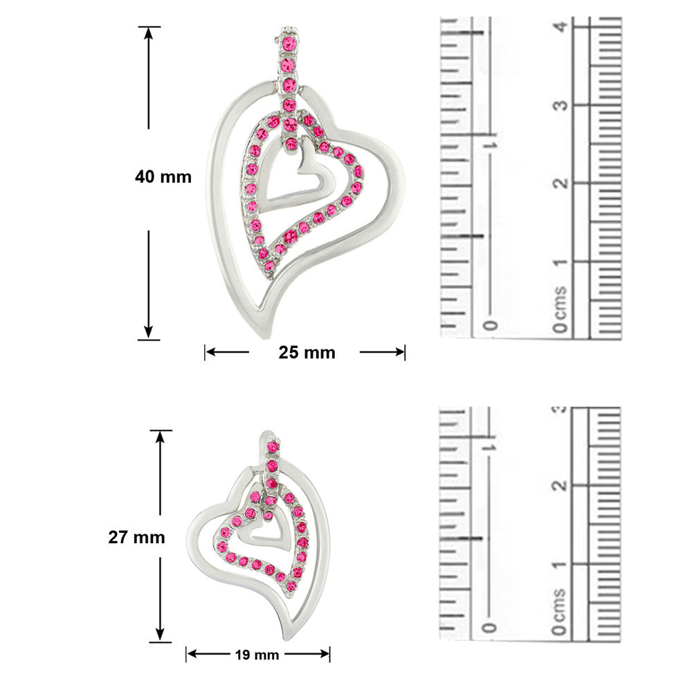 Combo of Heart Pendant Set Bracelet and Finger Ring with Crystal and Cubic Zirconia
