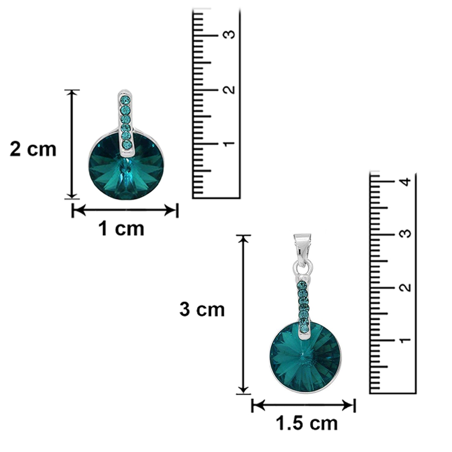 Mahi Rhodium Plated Combo of Solitaire Crystal Designer Pendant set, Bracelet and Finger Ring for girls and women CO1105069RBlu