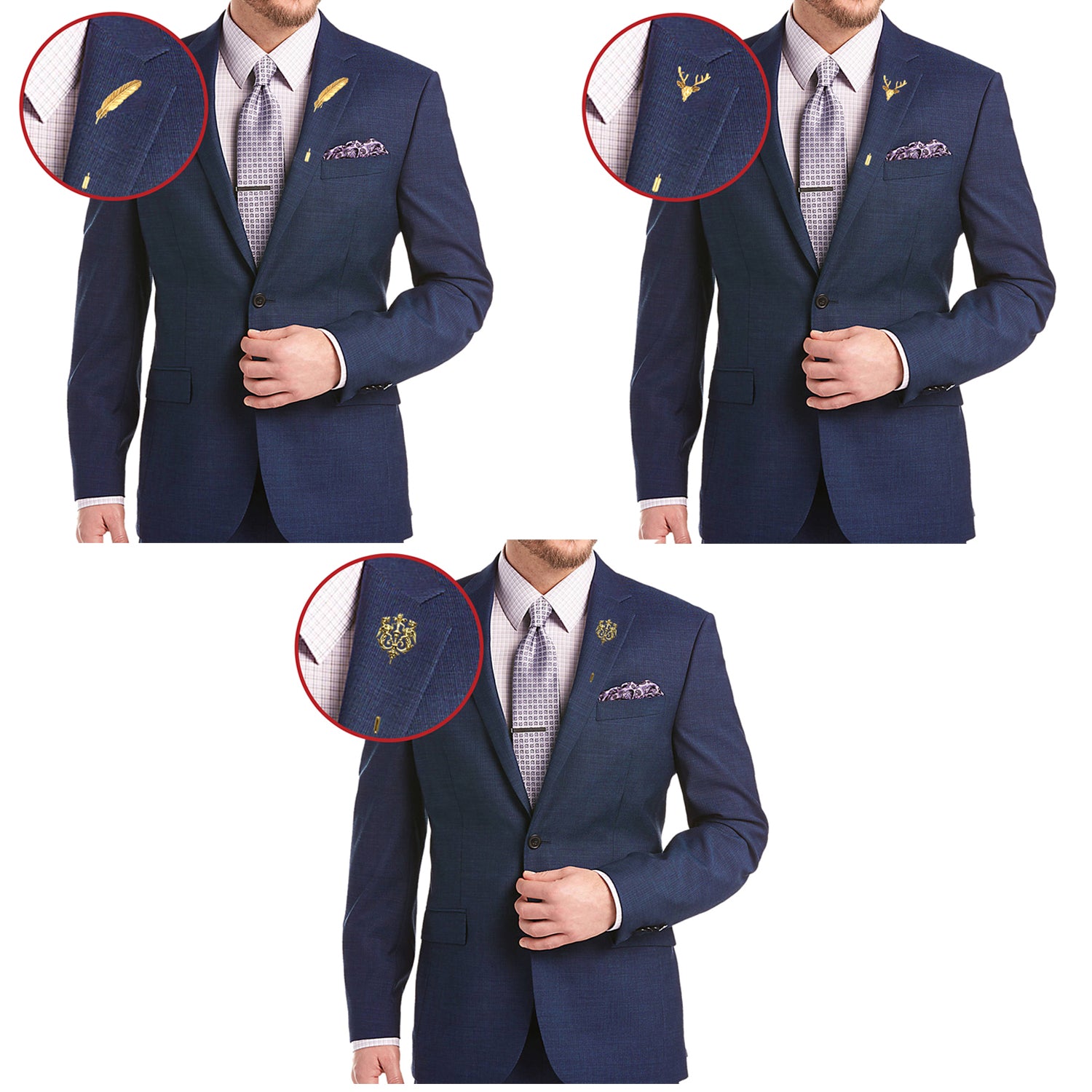 Trendy Combo of Lion,Leaf and Deer Lapel Pin \ Brooch