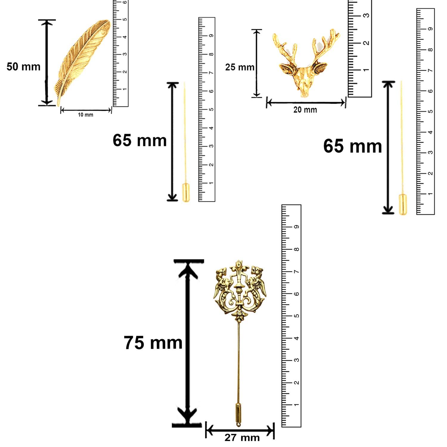 Trendy Combo of Lion,Leaf and Deer Lapel Pin \ Brooch