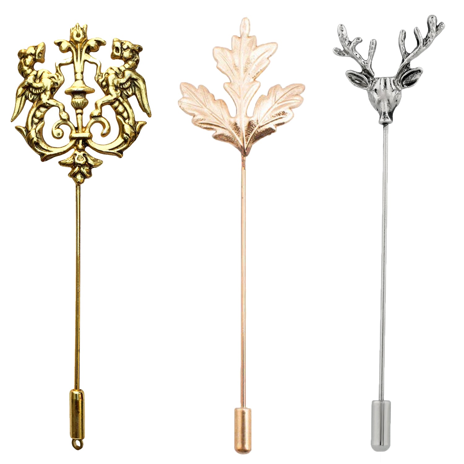 Trendy Combo of Lion, Mapel Leaf and Deer Lapel Pin \ Brooch